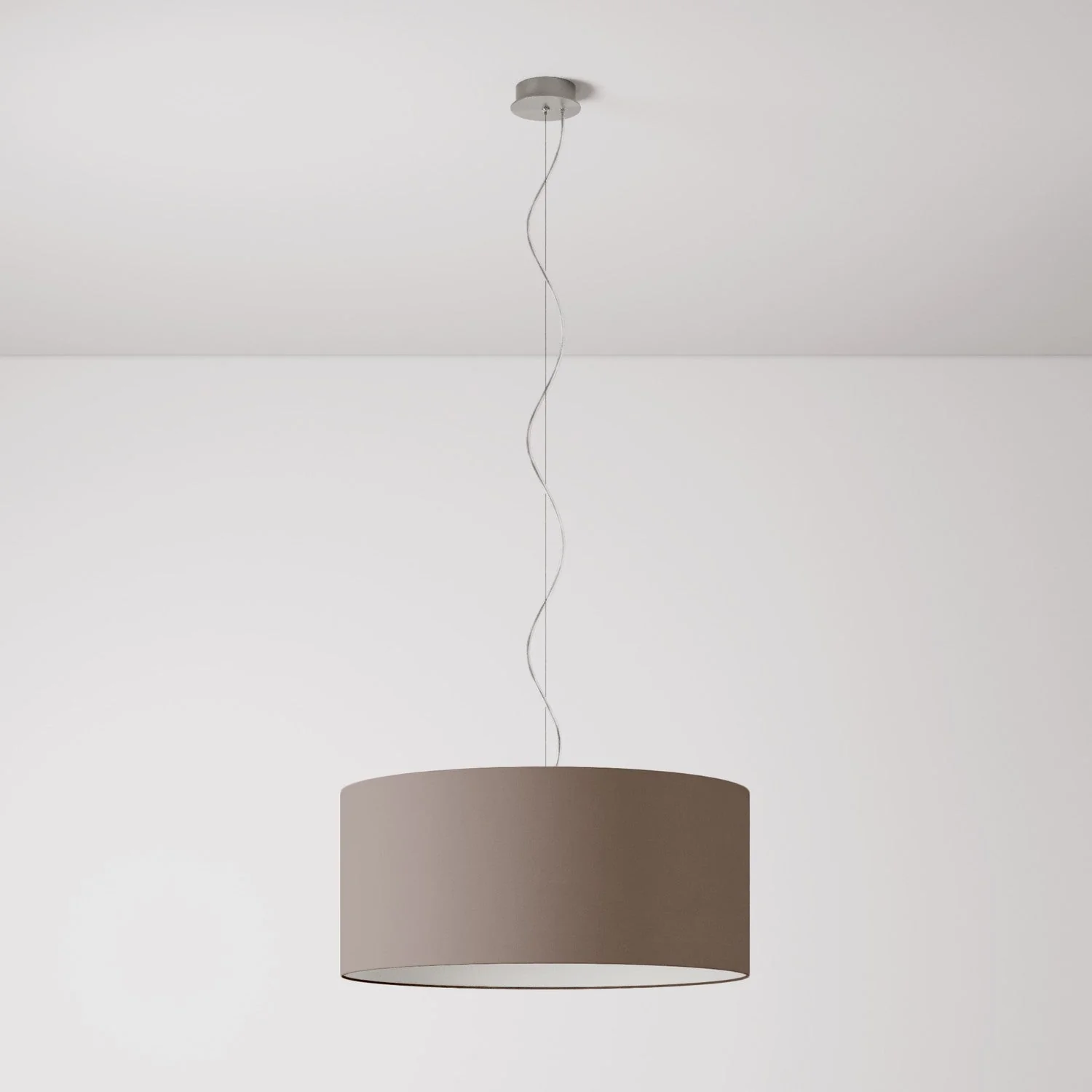 Suspension avec abat-jour en tissu Cylindre Large - Made in Italy - Arenal Cendre