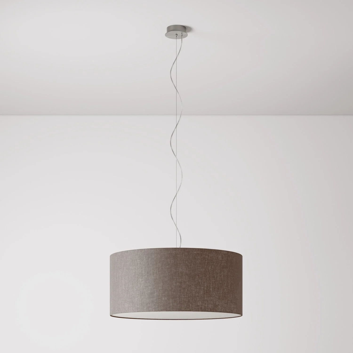 Suspension avec abat-jour en tissu Cylindre Large - Made in Italy - Camelot Marron - Image 7
