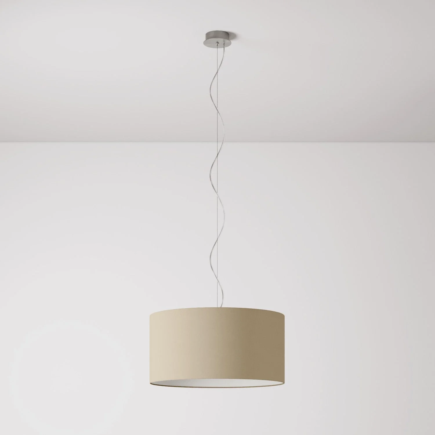 Lampe suspension avec abat-jour en tissu Cylindre Medium Arenal taupe - Fabriqué en Italie