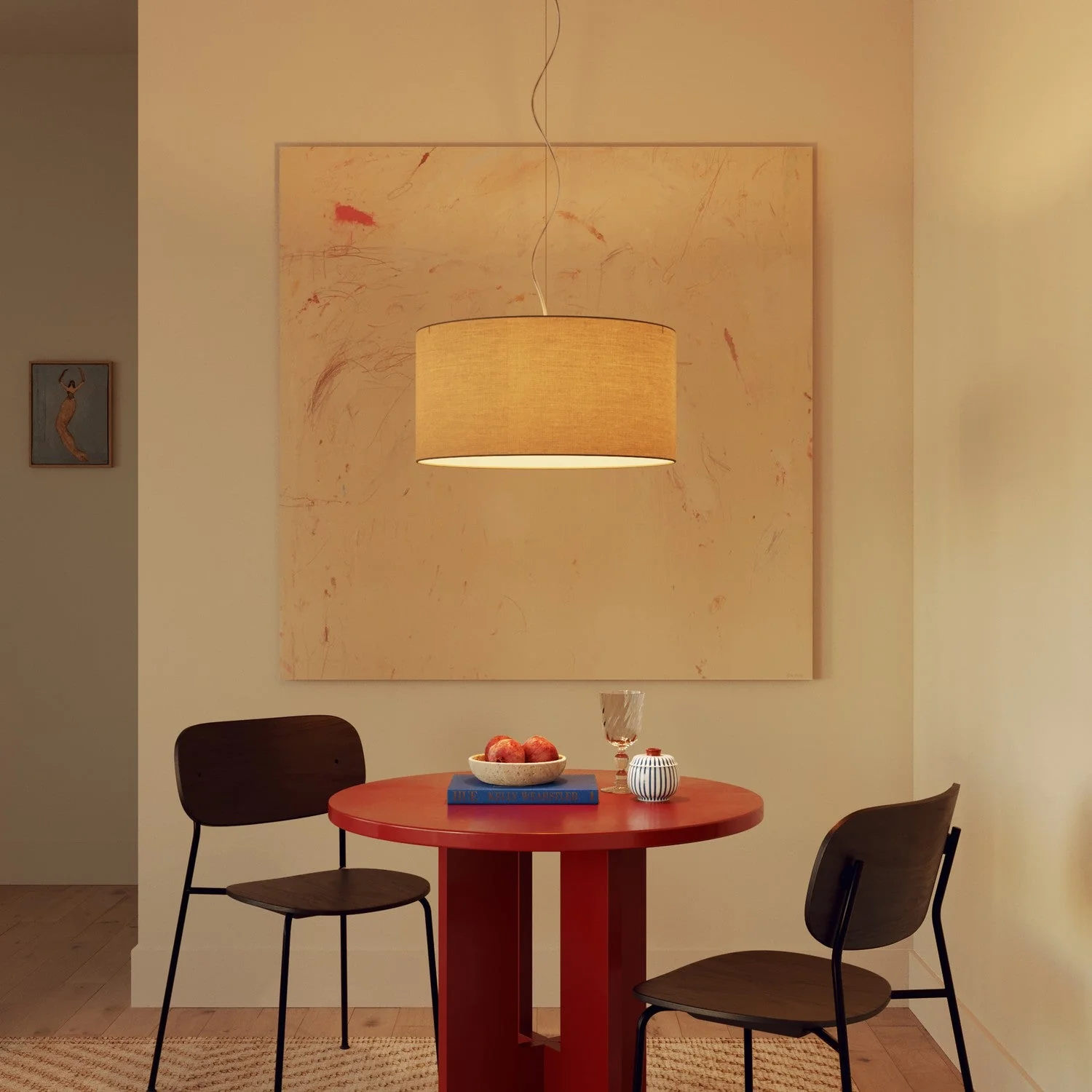 Lampe suspension avec abat-jour en tissu Cylindre Medium Arenal taupe - Fabriqué en Italie - Image 8
