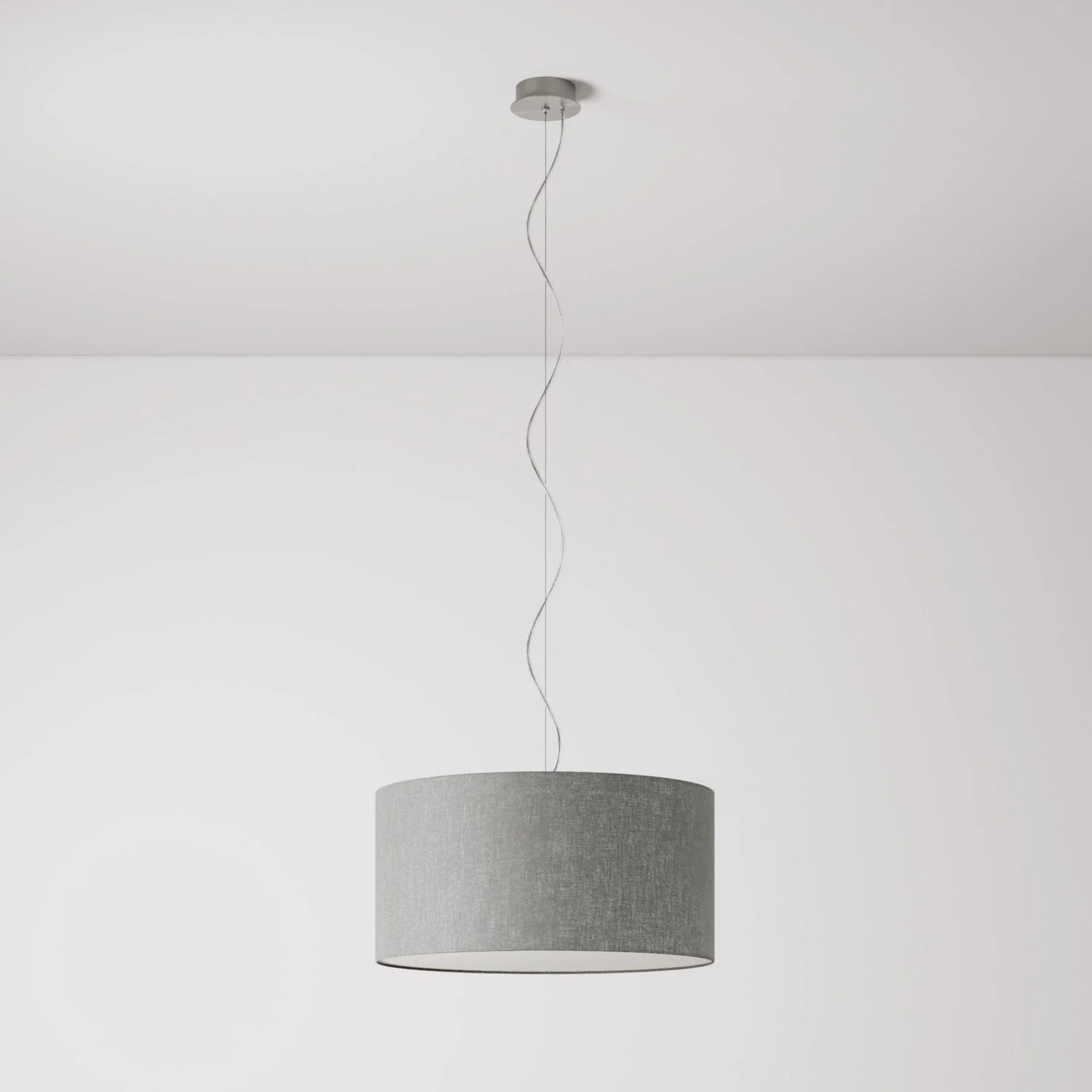 Suspension avec abat-jour en tissu Cylindre Medium Camelot gris clair - Fabriqué en Italie - Image 7