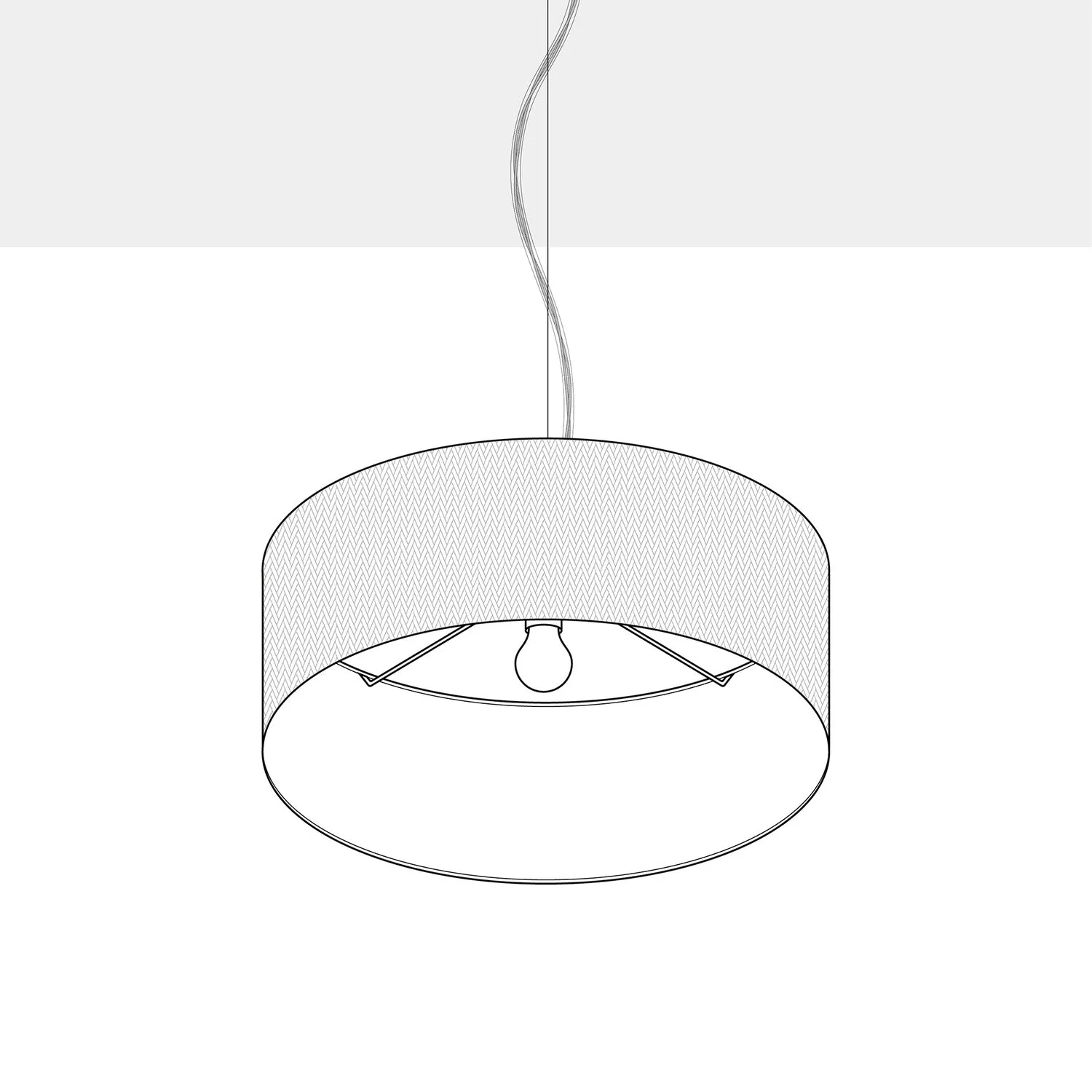 Lampe suspendue avec abat-jour en tissu Cylindre Medium Cinette homard - Fabriquée en Italie - Image 4