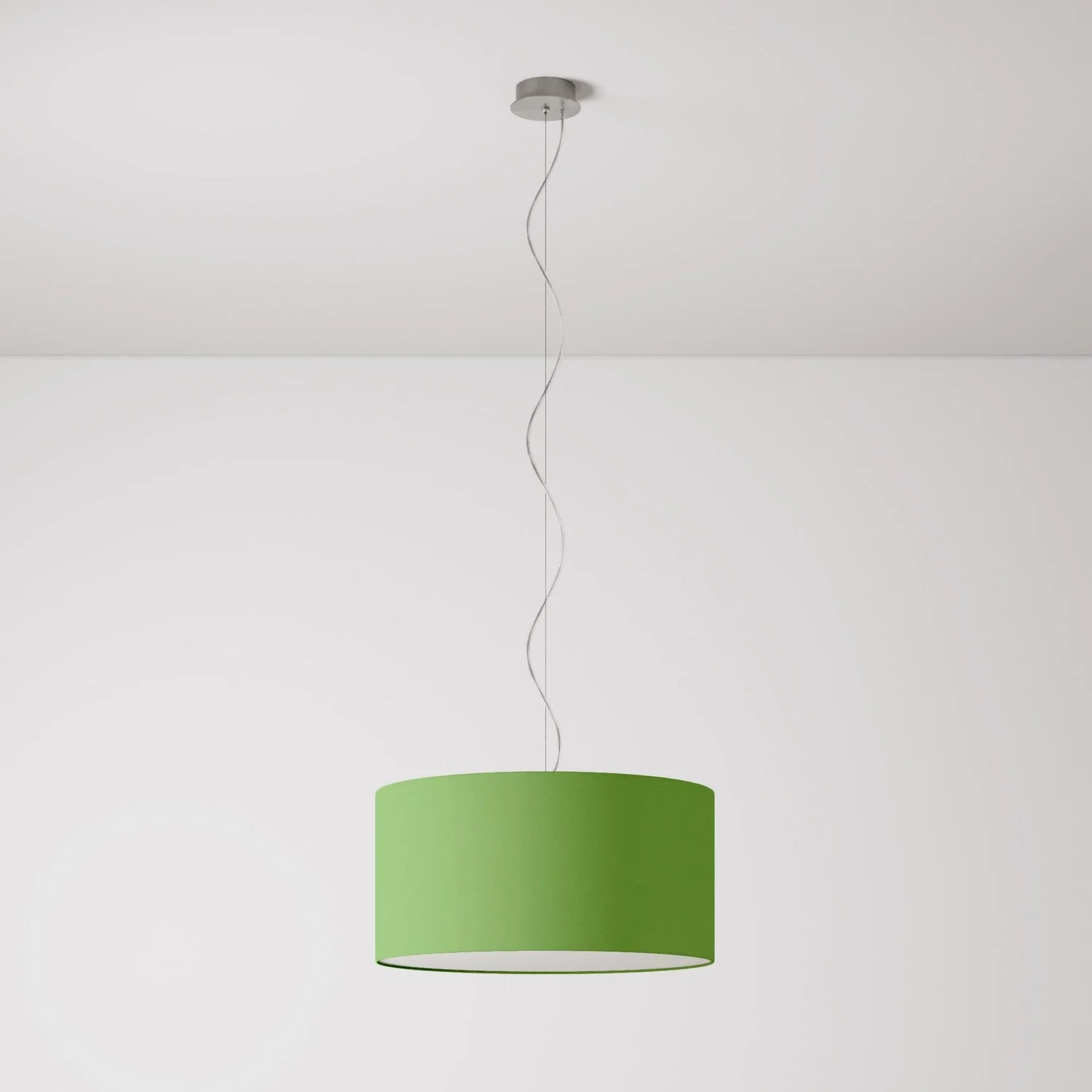 Suspension avec abat-jour en tissu Cilindro Medium Cinette vert pistache - Fabriqué en Italie - Image 7
