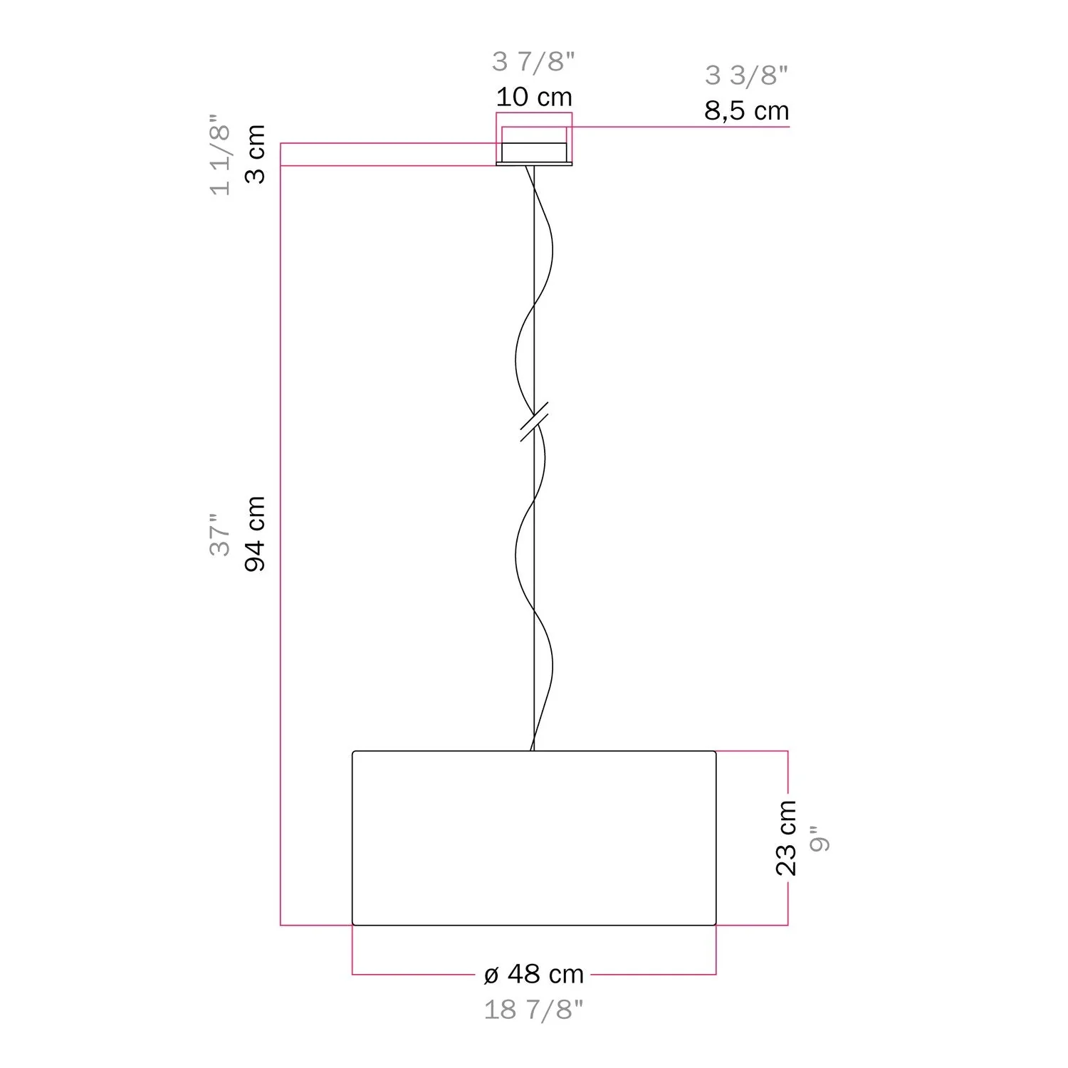 Suspension avec abat-jour en tissu Cylindre Medium - Made in Italy - Laine Moutarde - Image 6