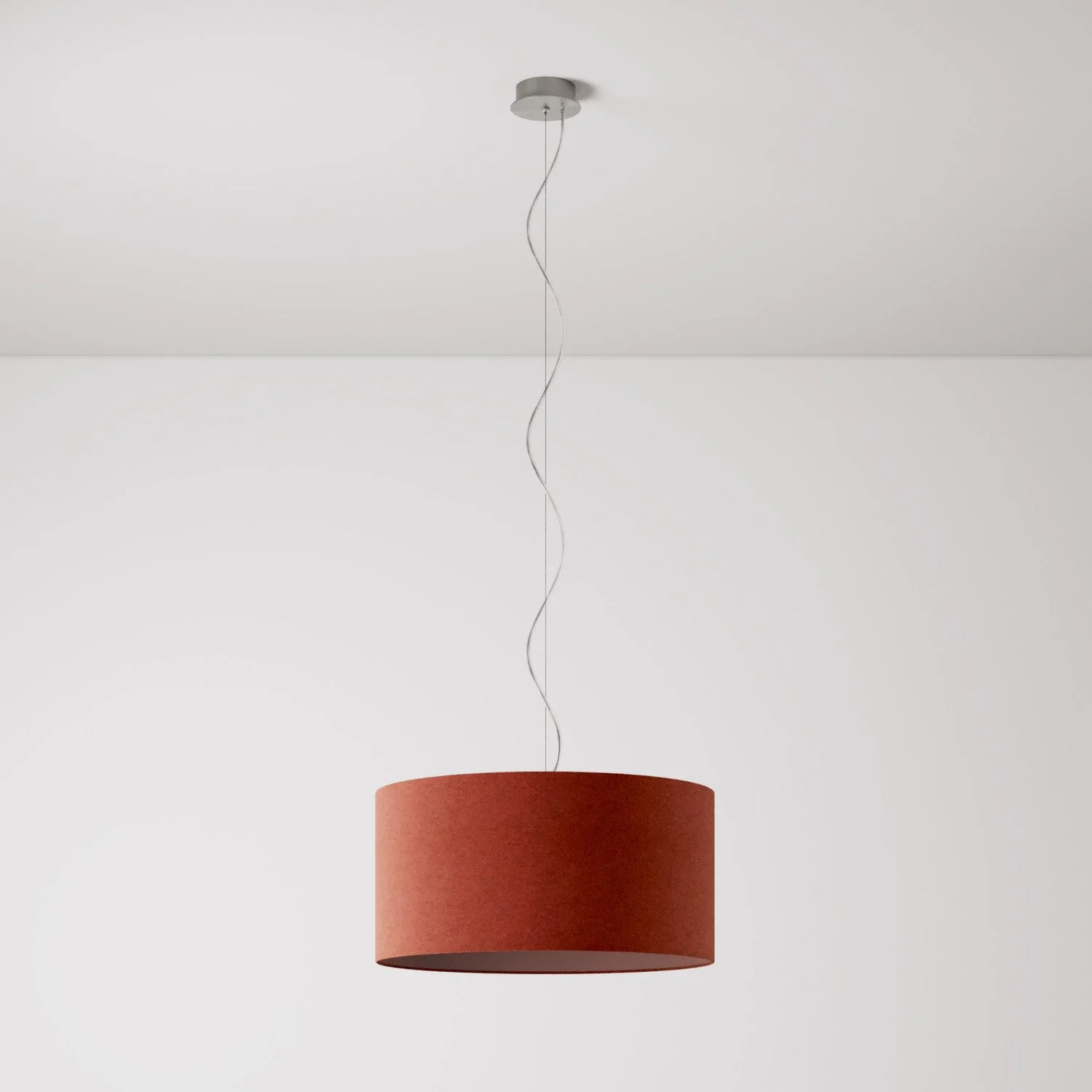 Suspension avec abat-jour en tissu Cylindre Medium - Fabriqué en Italie - Laine Homard