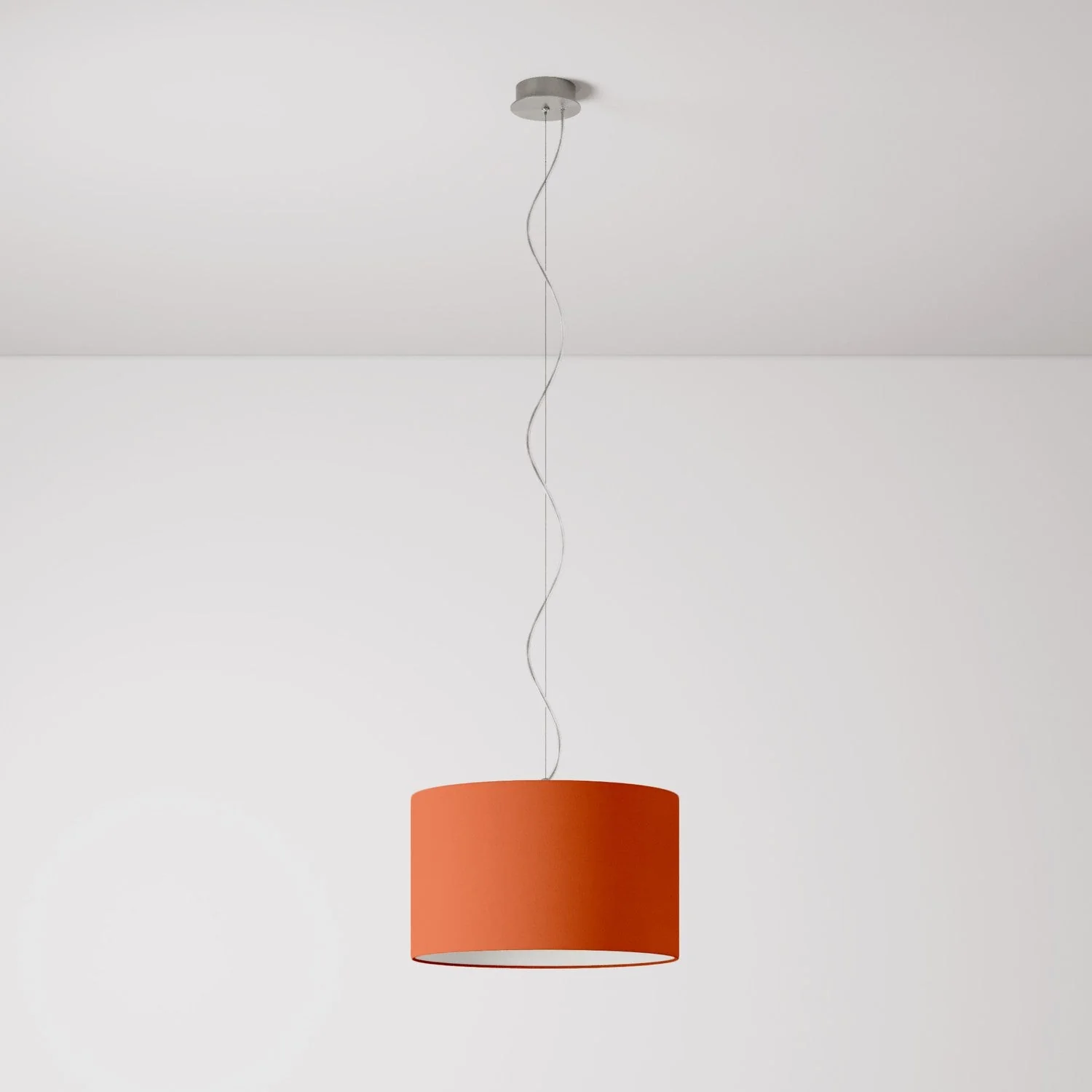 Lampe à suspension avec abat-jour en tissu Cylindre Small Cinette homard - Fabriqué en Italie