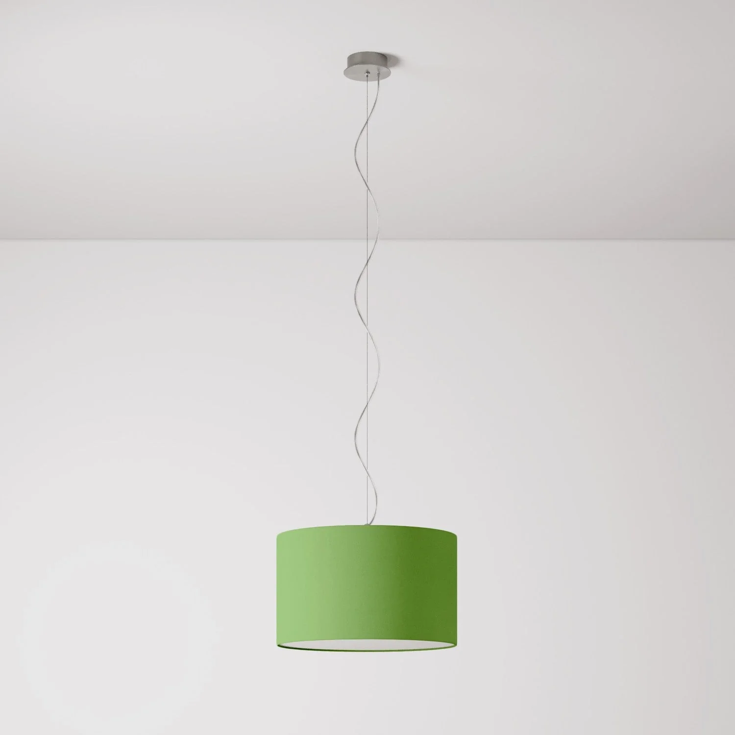 Suspension avec abat-jour en tissu Cylindre Small Cinette vert pistache - Made in Italy - Image 7
