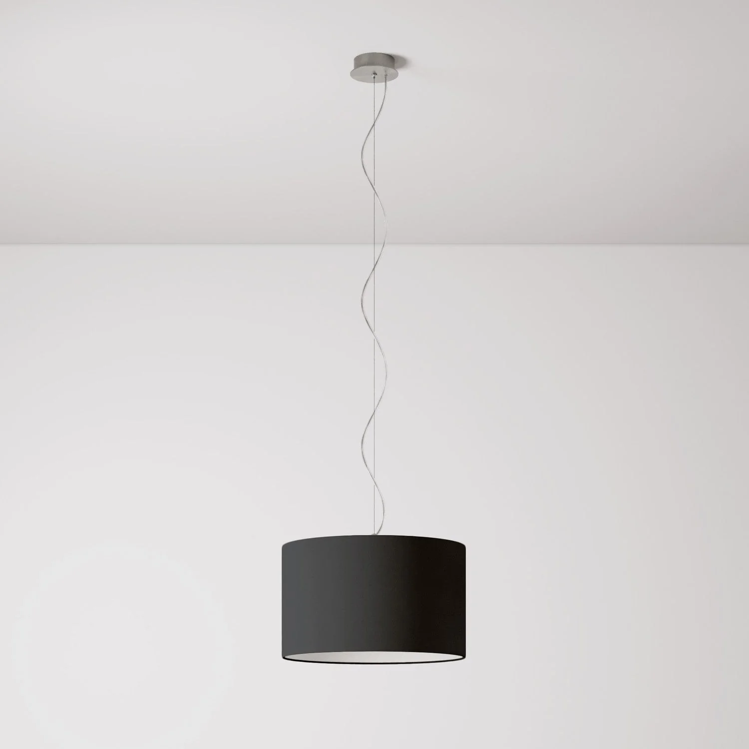 Suspension avec abat-jour en tissu Cylindre Small - Fabriqué en Italie - Toile Anthracite