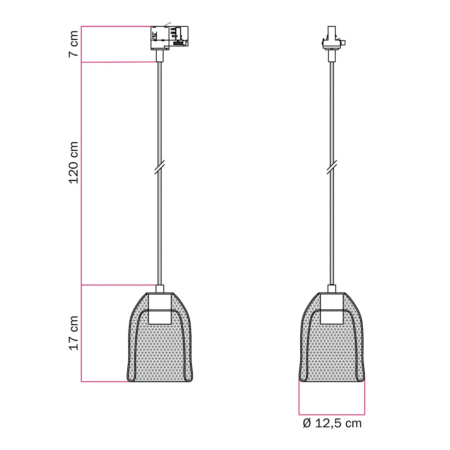 Suspension avec abat-jour Ghostbell pour rail - Noir - Image 6