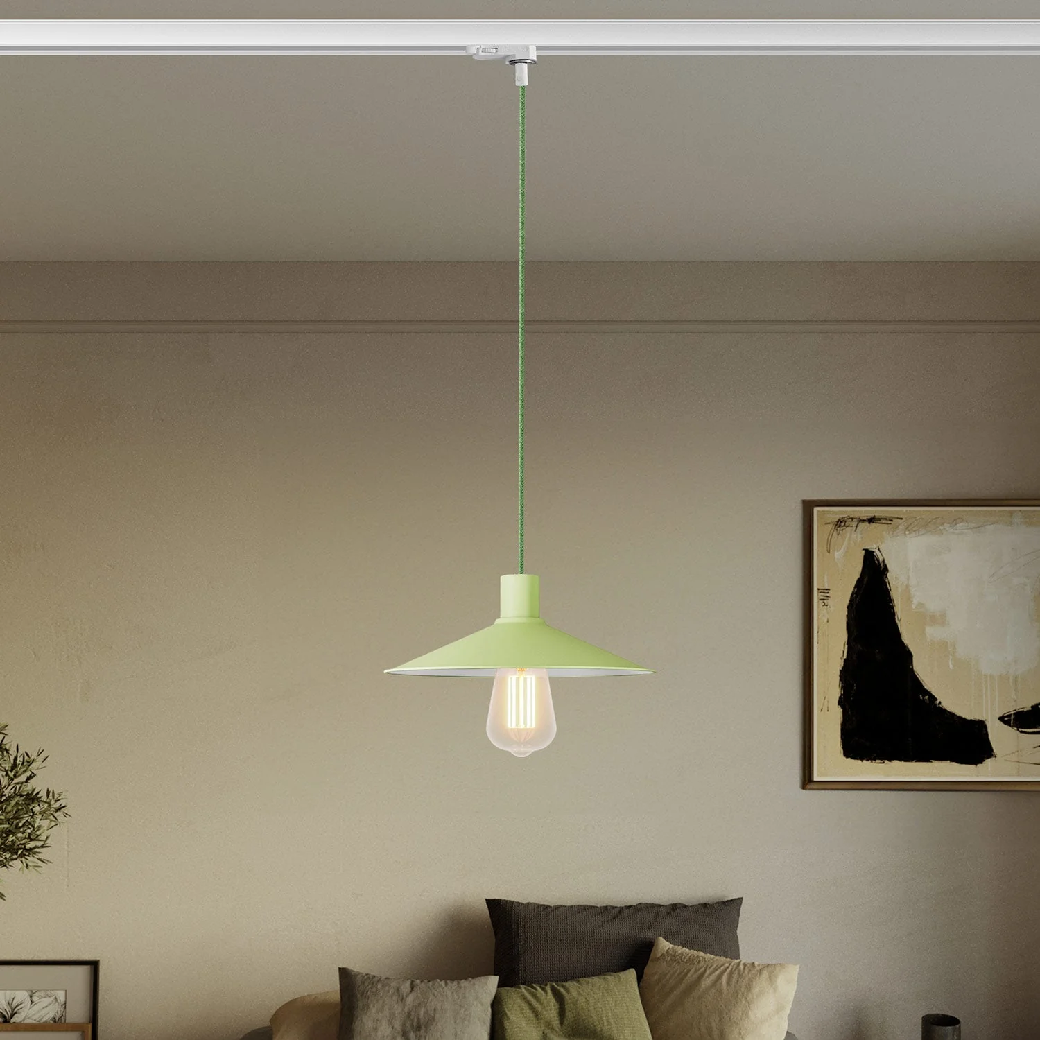 Suspension avec abat-jour Swing Pastel pour systèmes sur rails - Vert prairie - Image 2