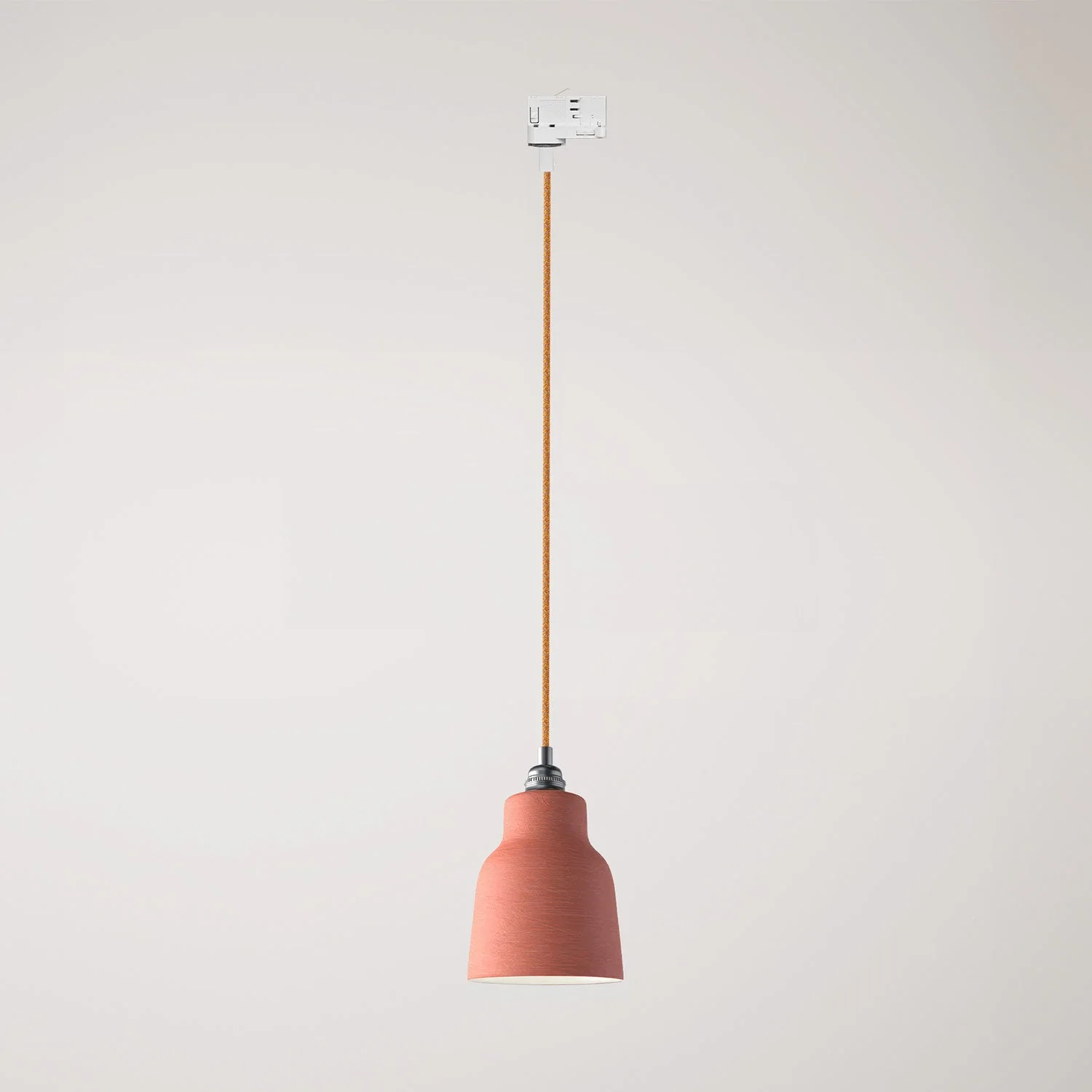 Suspension avec abat-jour Vaso et adaptateur pour rails - Corail strié