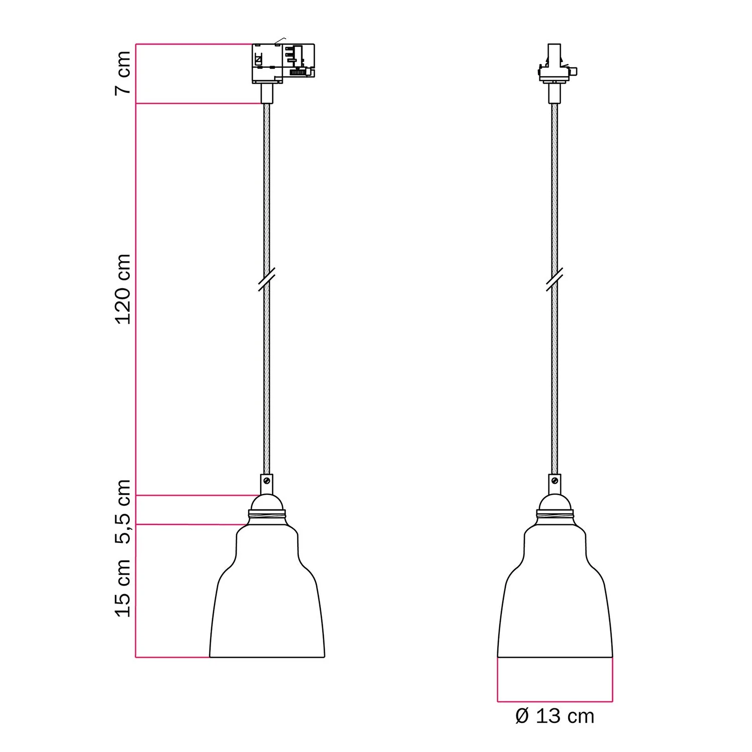 Lampe à suspension avec abat-jour Vase et adaptateur pour rails - Effet corten - Image 6
