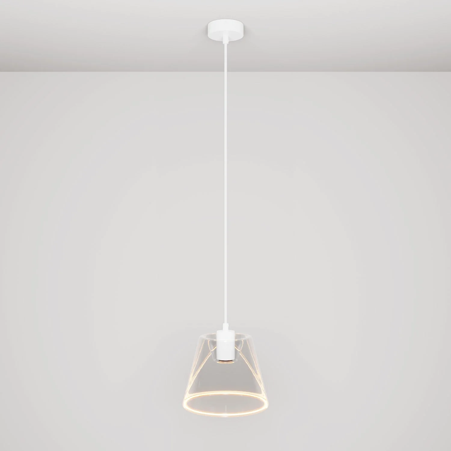 Lampe à suspension avec ampoule Ghost à cône transparent - Blanc