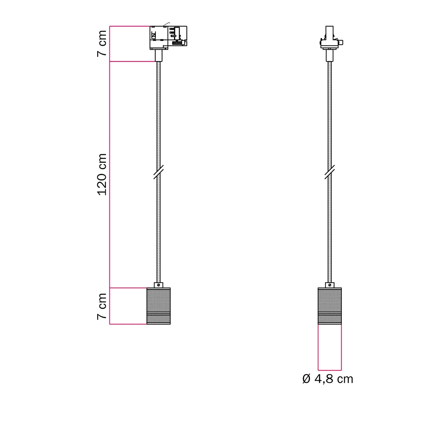 Suspension avec douille en aluminium moleté pour rails - Titane satiné - Image 6