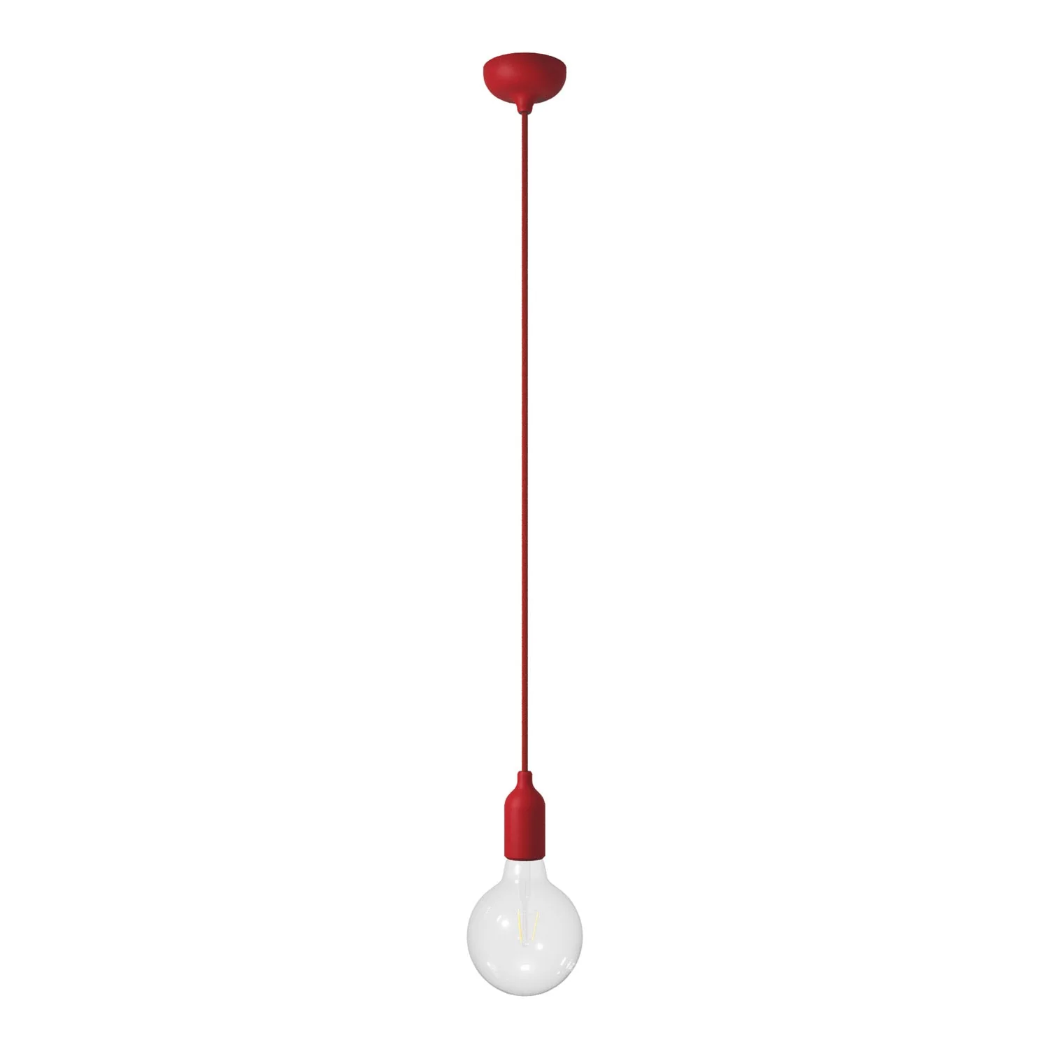 Suspension colorée en silicone avec câble textile - Rouge