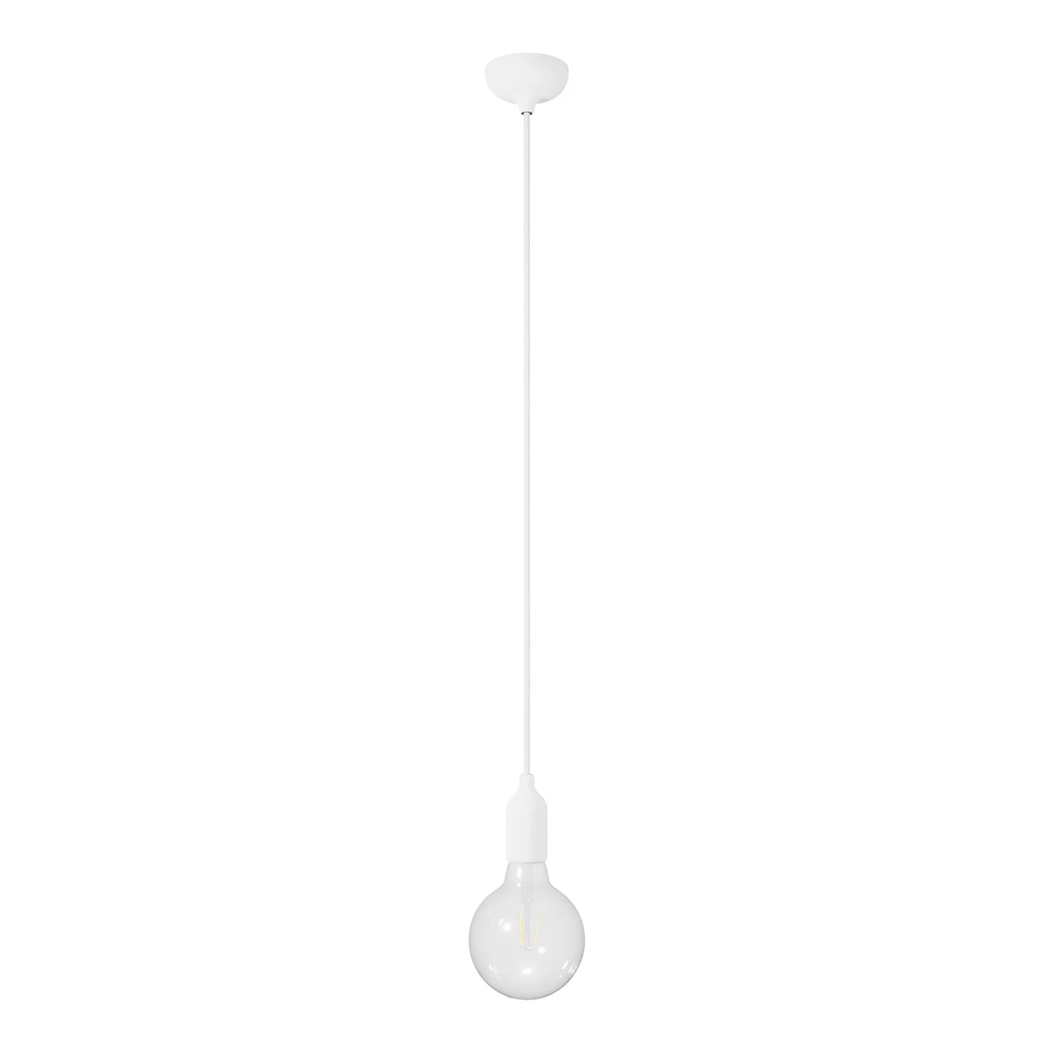 Lampe à suspension colorée en silicone avec câble textile - Blanc