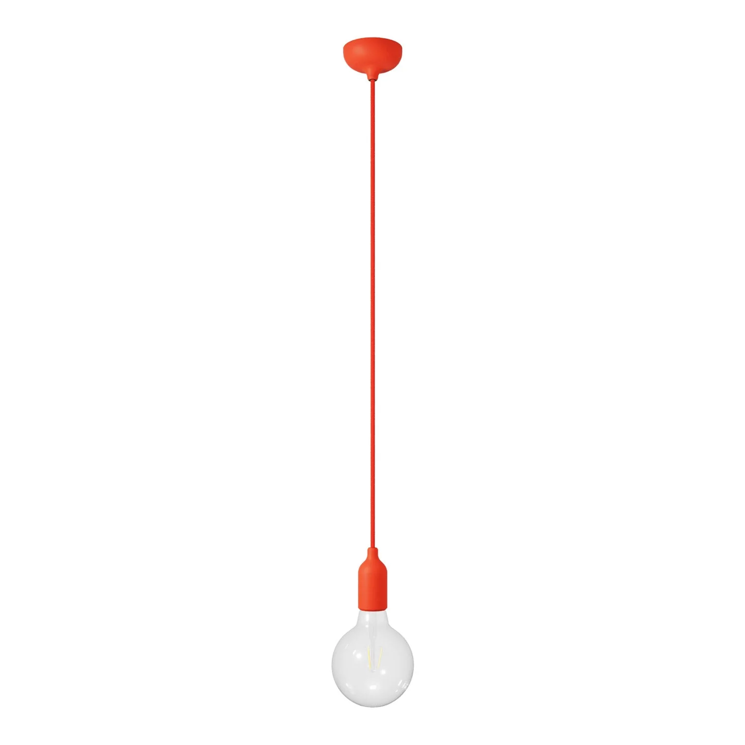 Suspension colorée en silicone avec câble textile - Orange