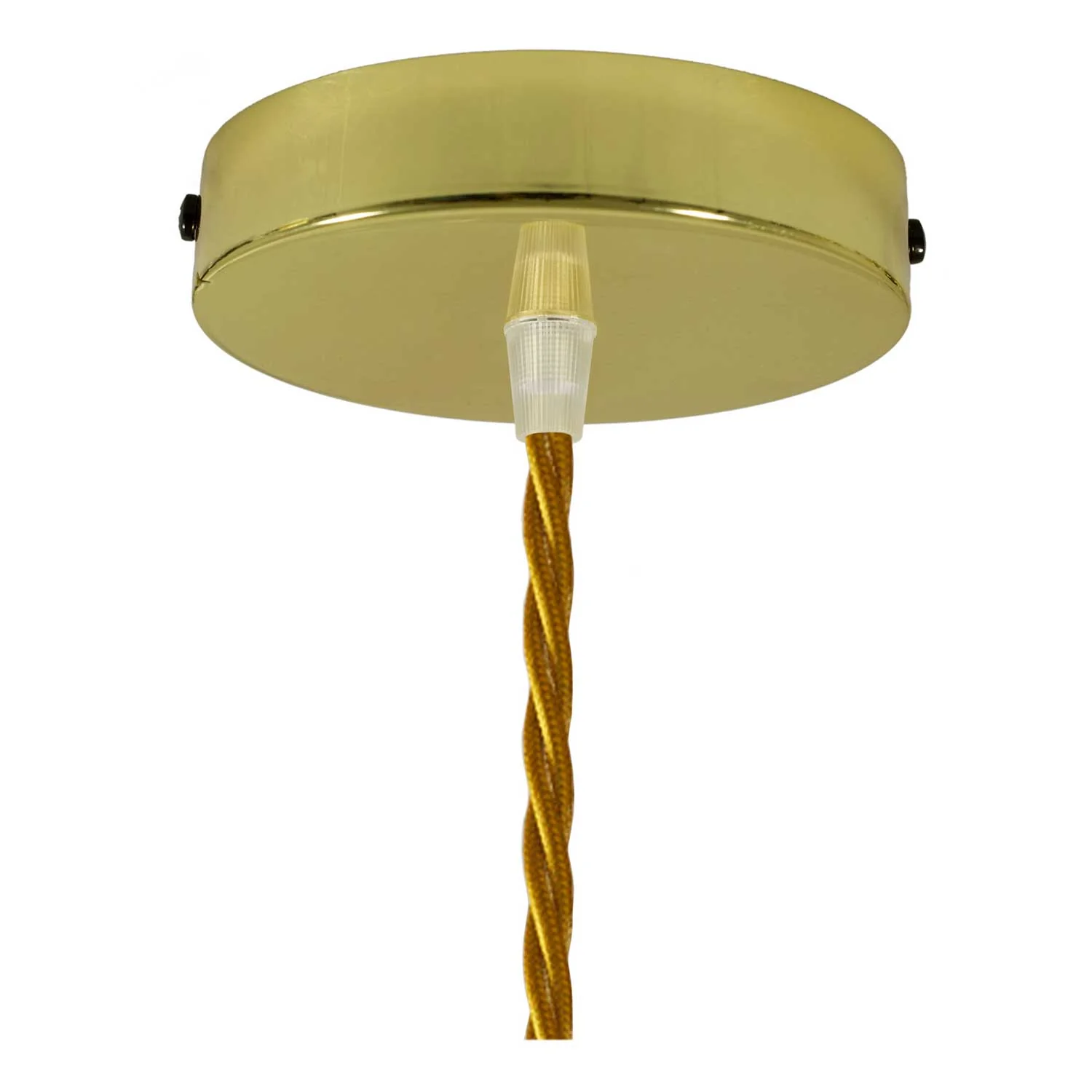 Lampe à suspension complète avec câble textile, abat-jour cage Drop et finitions en métal - Laiton - Image 2