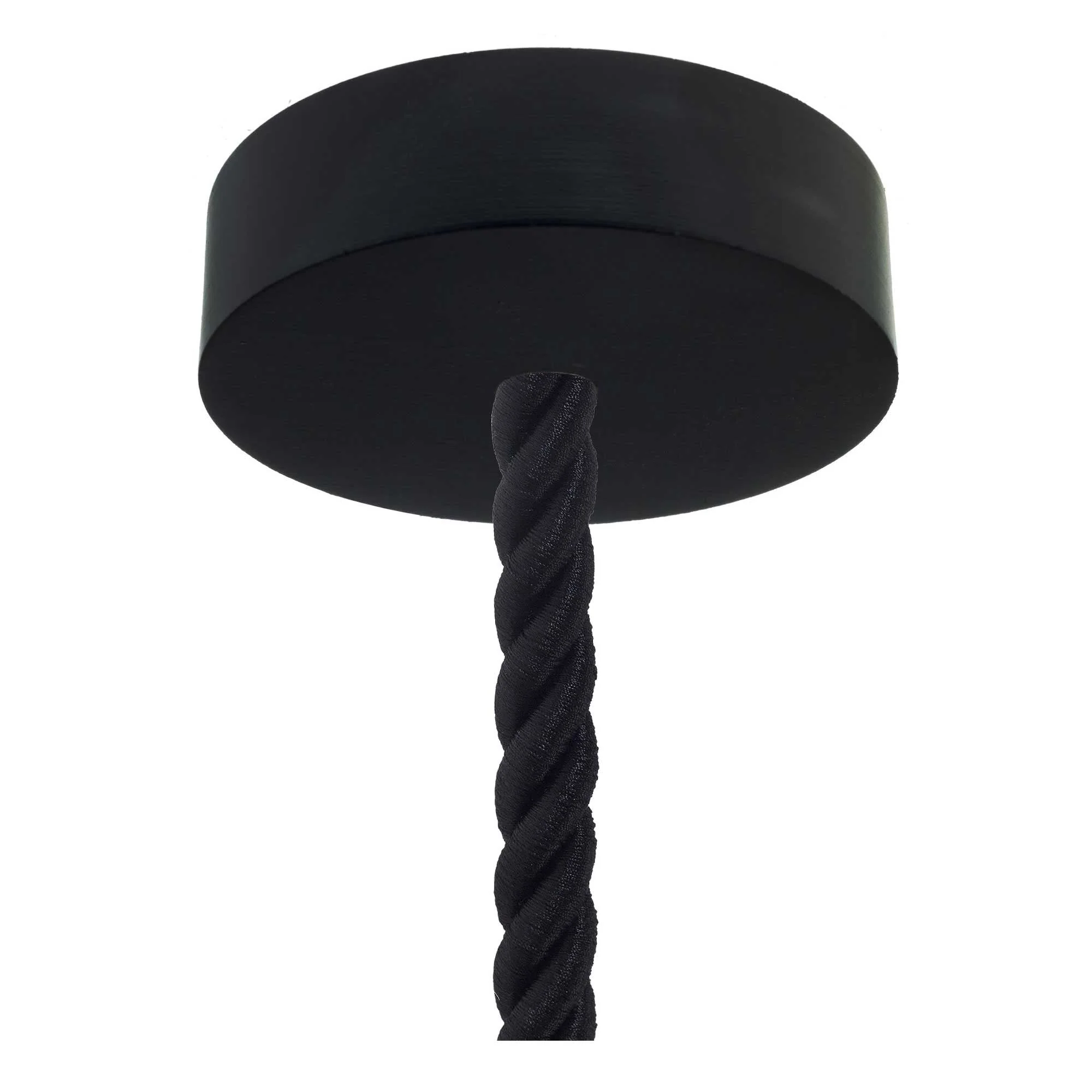 Lampe suspendue complète avec cordon nautique 2XL 24 mm et finitions en bois verni - Noir - Image 2