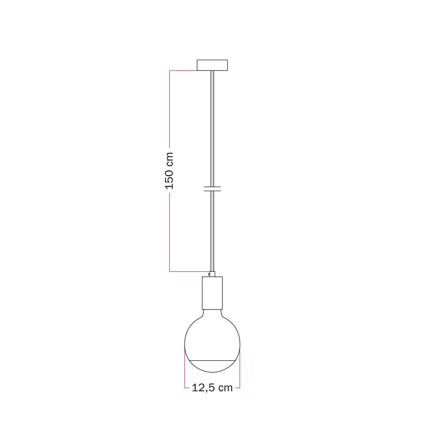 Lampe à suspension Filotto Metallico avec ampoule Lucia - Rouge - Image 4