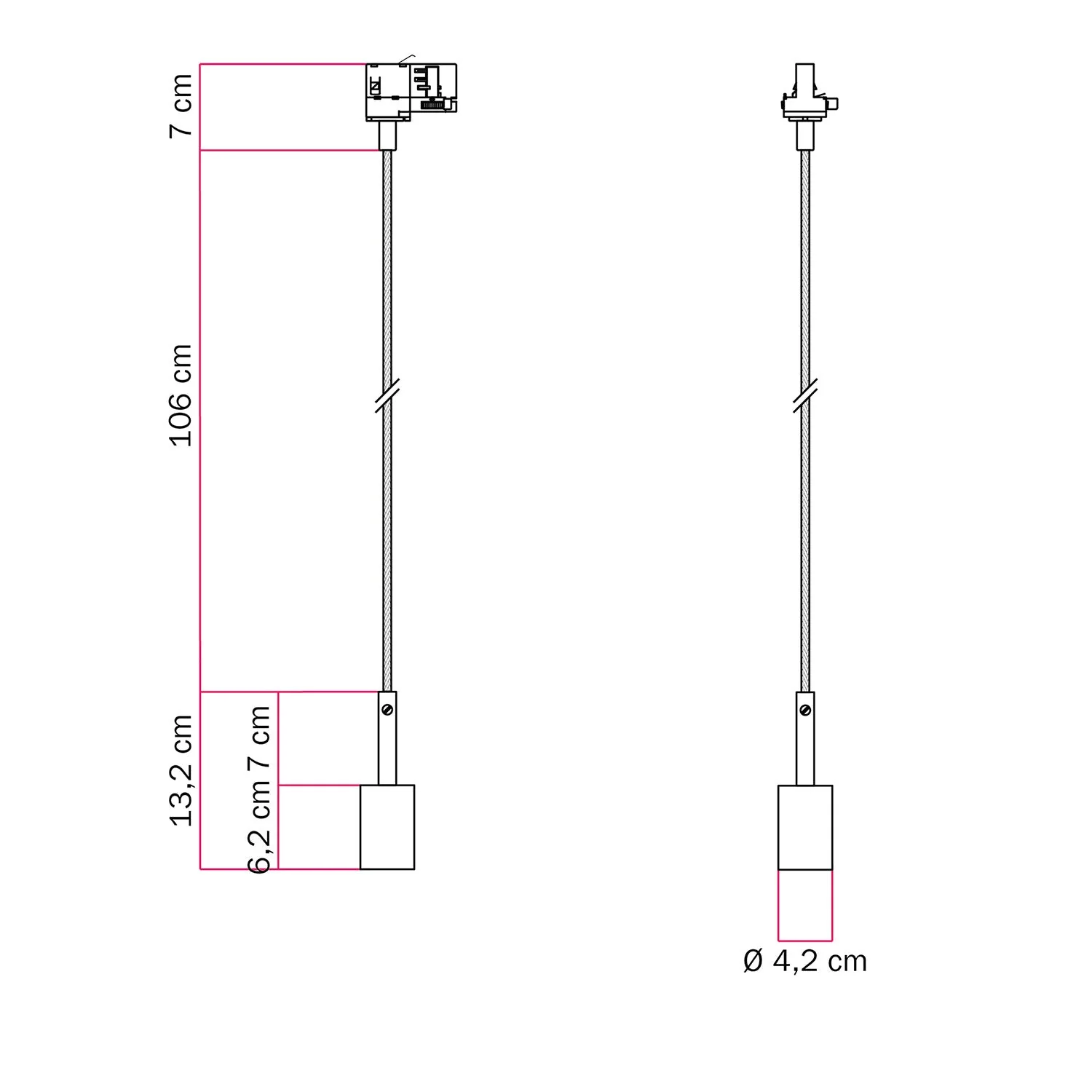 Suspension pour rail avec serre-câble de 7 cm - Blanc - Image 6