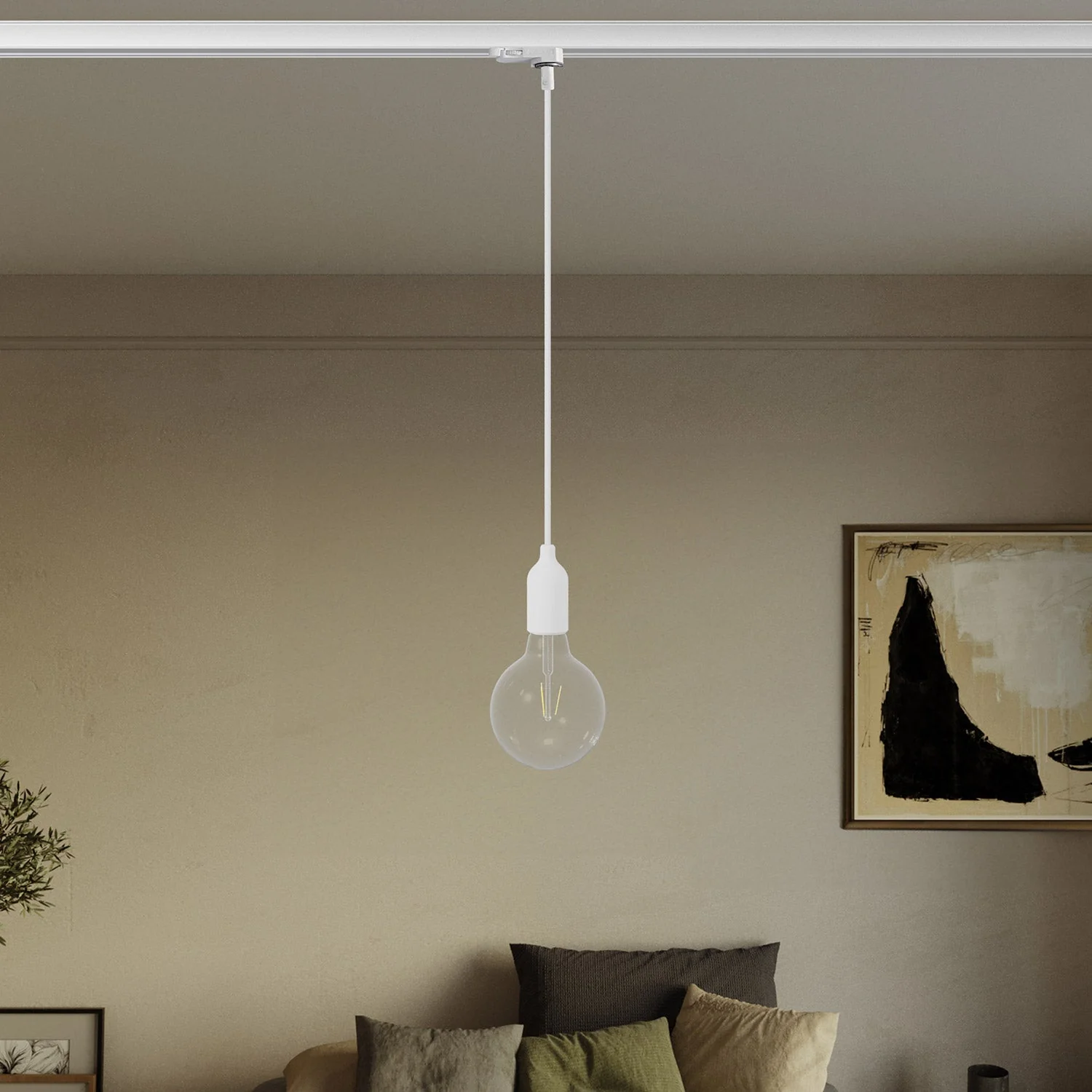 Suspension pour rail en silicone avec câble textile - Blanc - Image 2