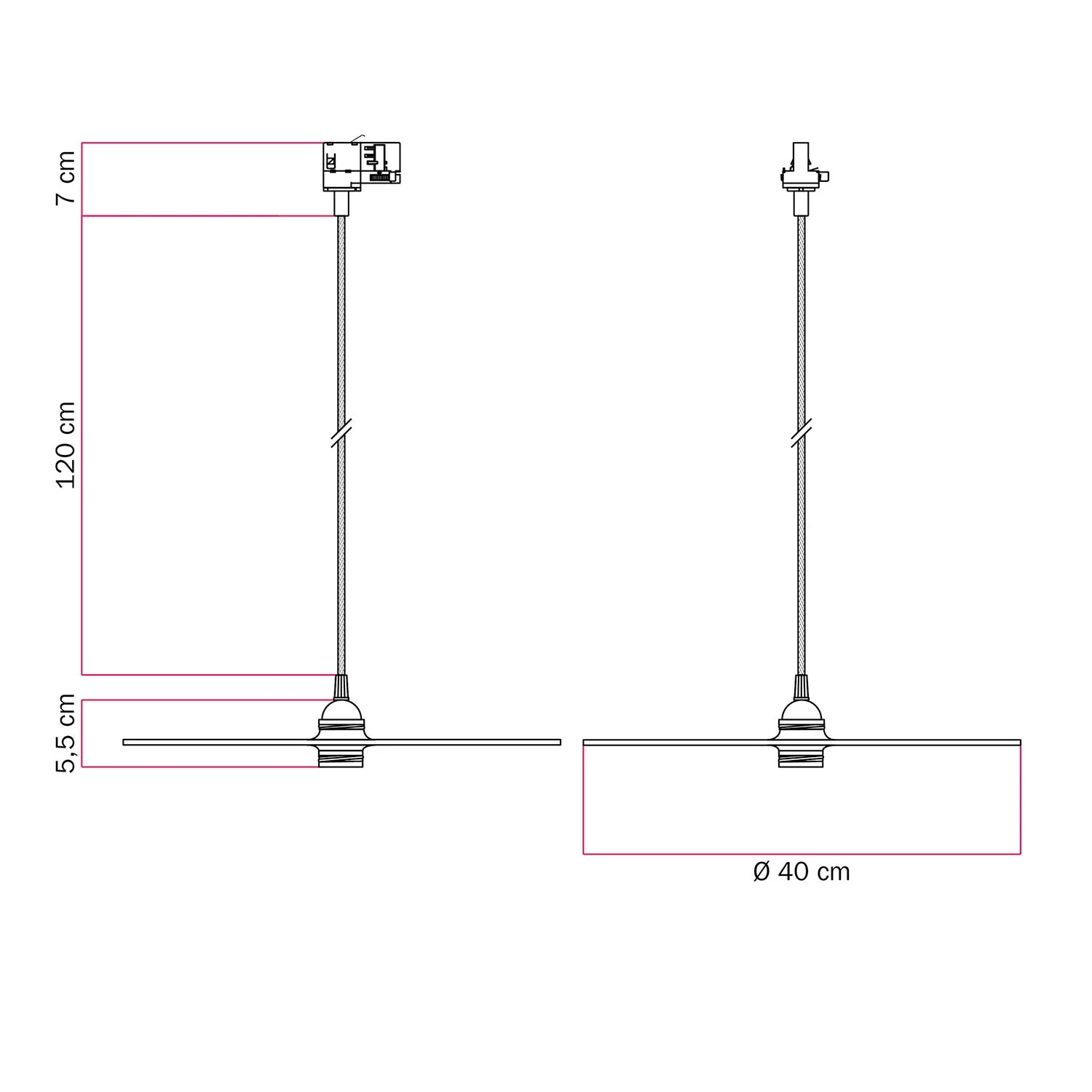 Suspension pour rails avec abat-jour XL Ellepi - Cuivre - Image 6