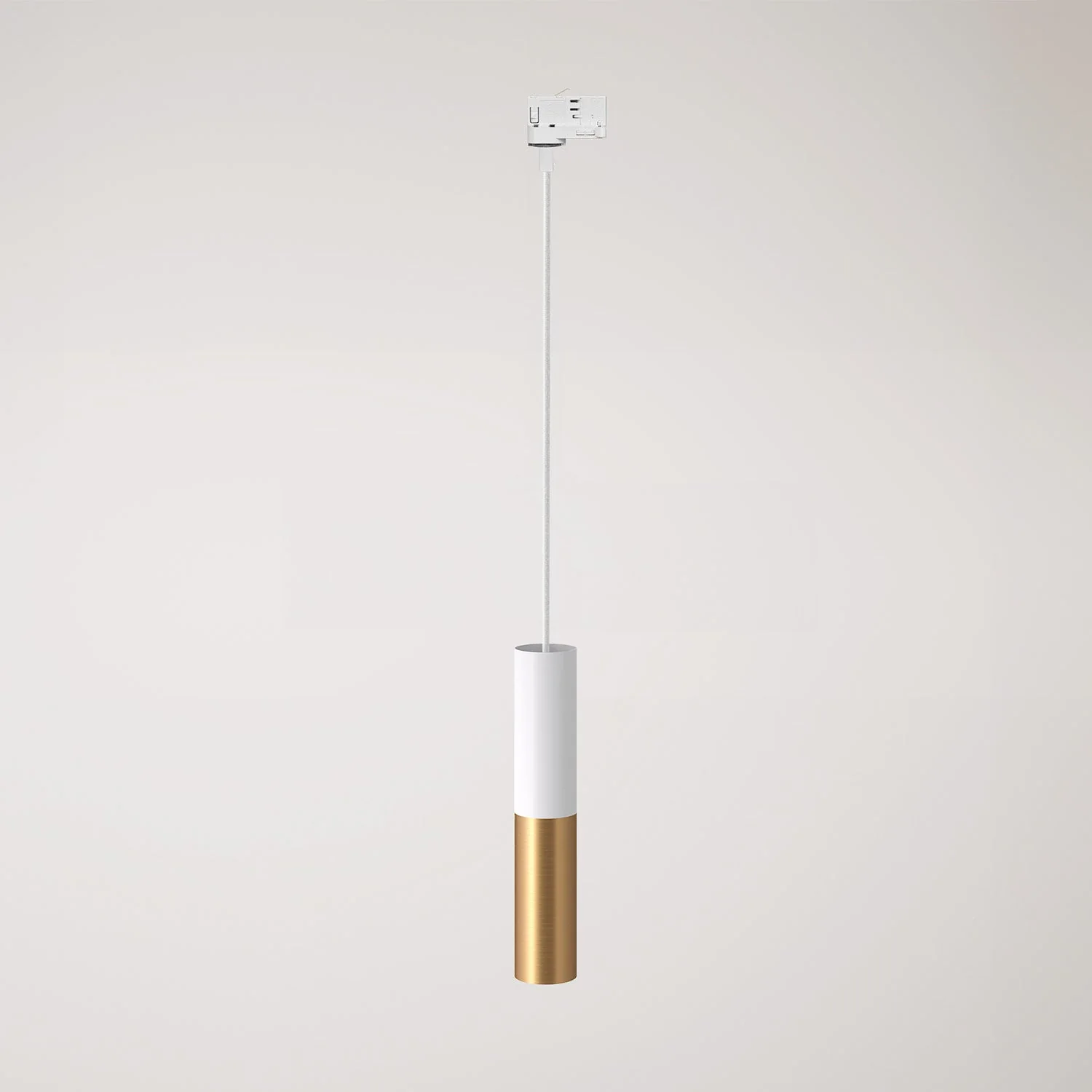 Suspension pour rails avec double abat-jour Tub-E14 - Blanc et bronze satiné