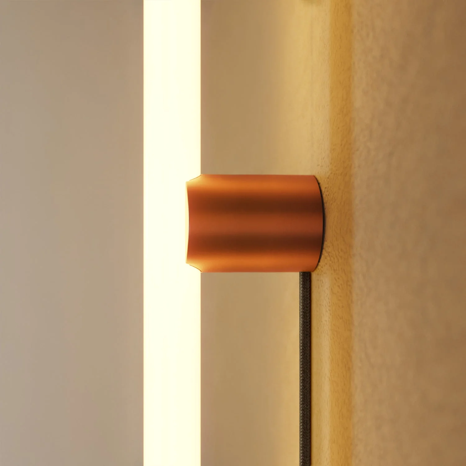 Lampe avec fiche finition métallique et ampoule LED linéaire S14d - Cuivre satiné - Image 3
