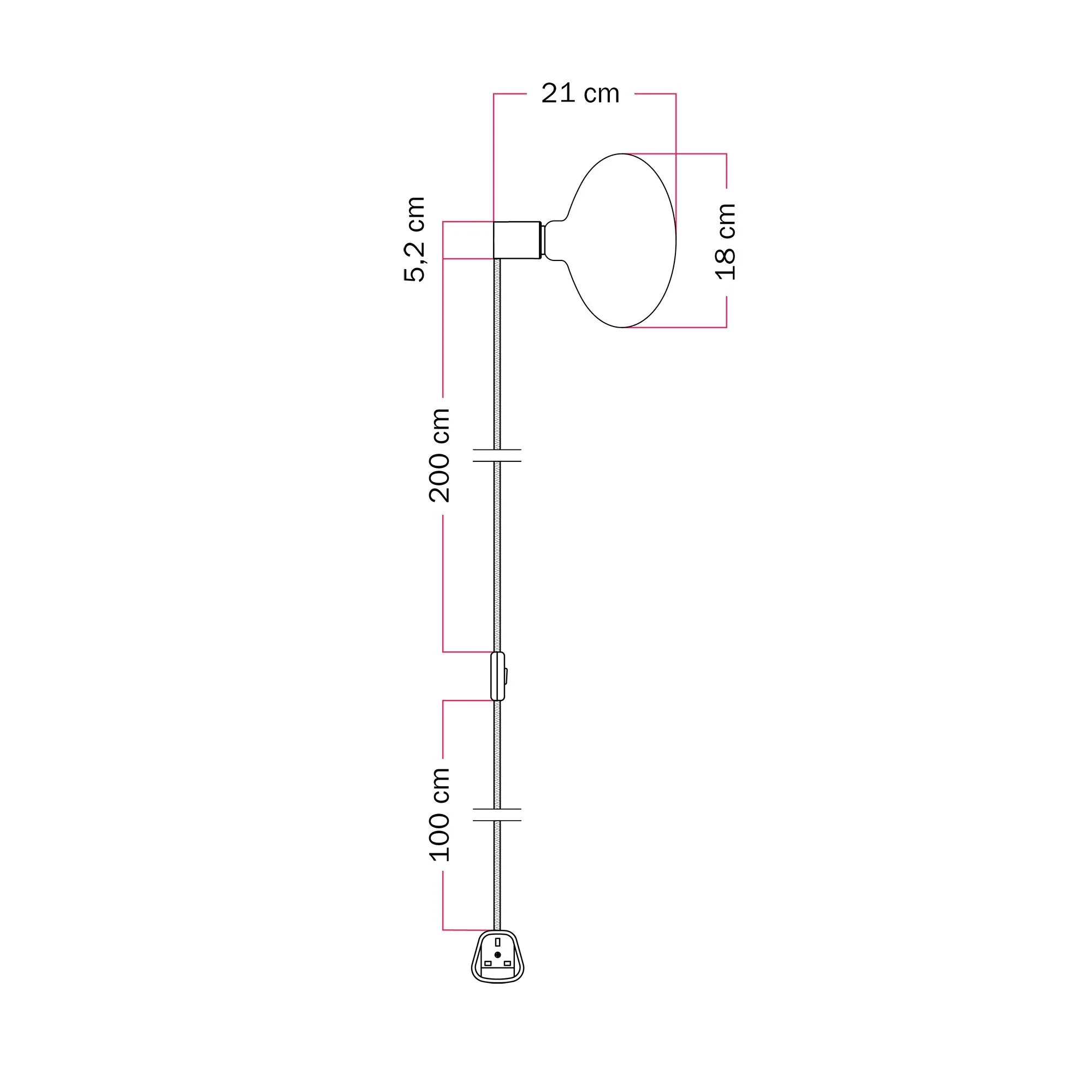 Lampe avec Fiche UK avec finition métallique et ampoule LED Ellipse effet porcelaine - Cuivre satiné - Image 5