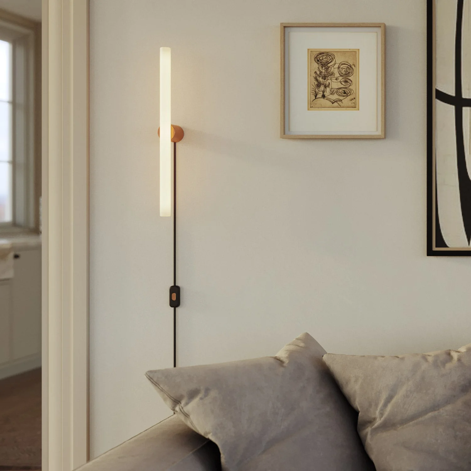 Lampe avec fiche UK finition métallique et ampoule LED linéaire S14d - Cuivre satiné - Image 2