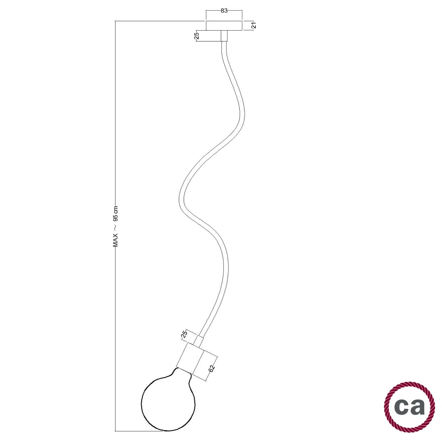Lampe Creative Flex 90 cm de plafond - Blanc mat - Image 5