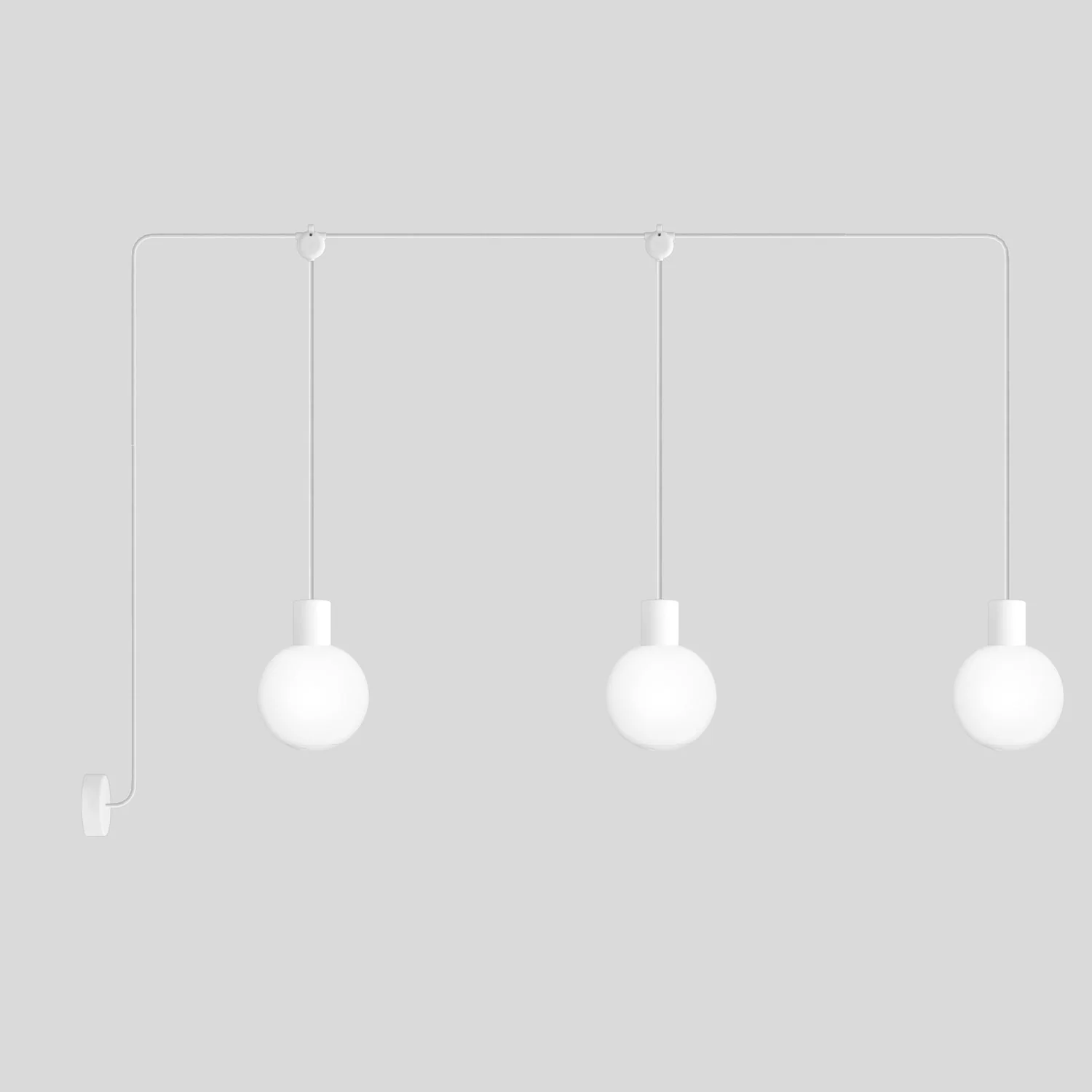 Lampe d’extérieur Modulair IP65 à 3 descentes avec abat-jour incassables Unbreak-a-Ball - Blanc