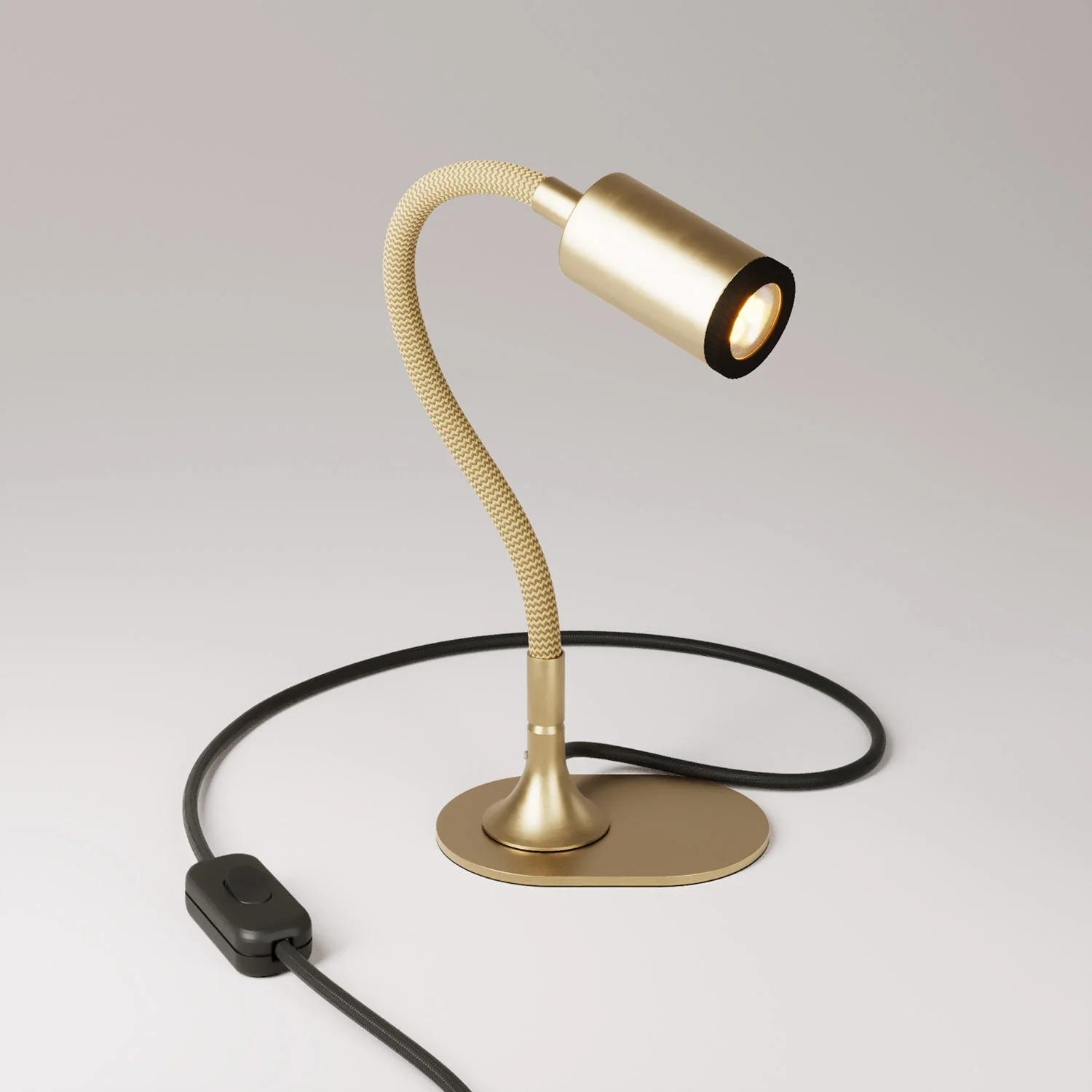 Lampe de bureau MAG-Y avec Flex, base métallique ovale, lumière spot et fiche UK - Bronze satiné