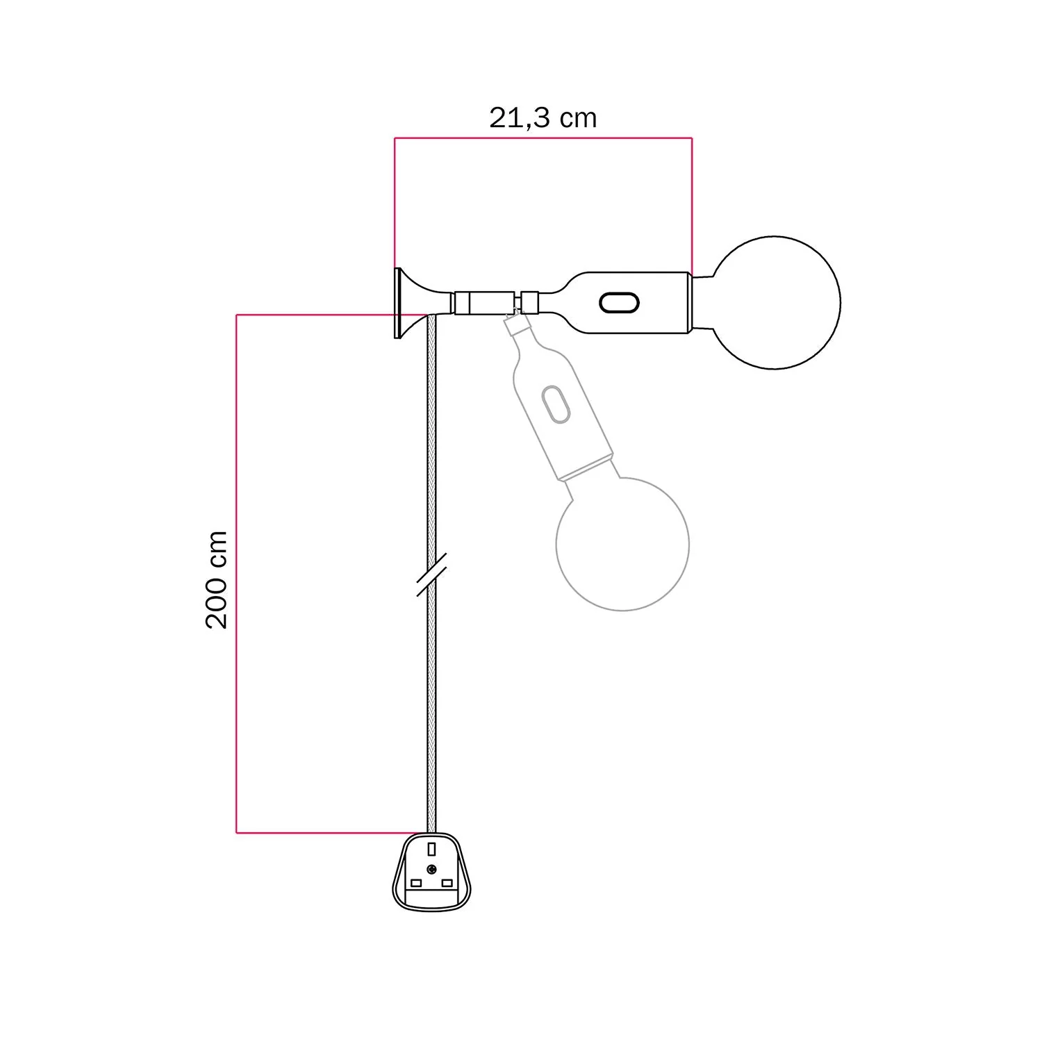 Lampe murale MAG-Y avec articulation, douille en silicone avec interrupteur et fiche UK - Blanc - Image 4