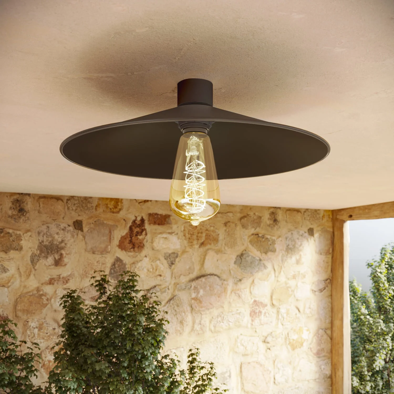Lampe de plafond Noire avec abat-jour en métal Swing - Étanche IP44 - IO - Image 3
