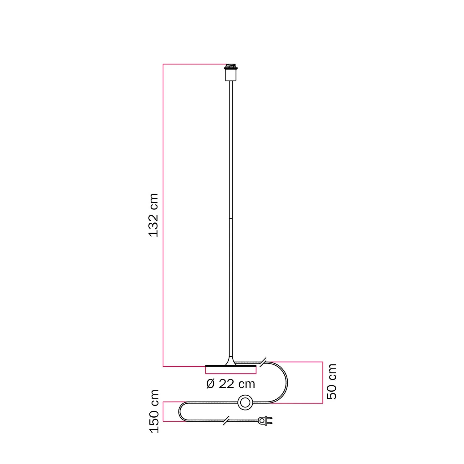 Lampe sur pied MAG-Y avec base métallique ronde, prédisposée pour abat-jour – Blanc mat - Image 4