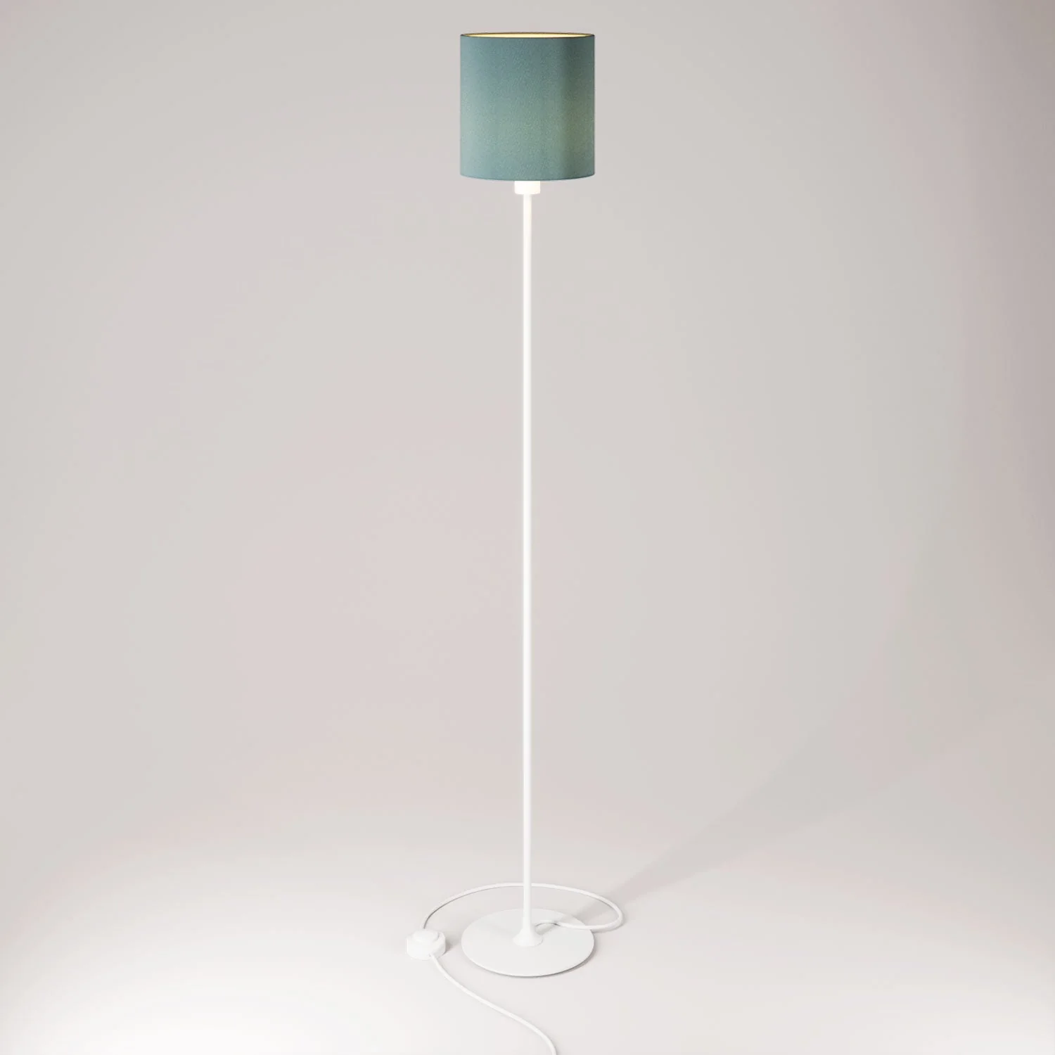 Lampe sur pied MAG-Y avec base métallique ronde et abat-jour Cylindre M - Blanc mat
