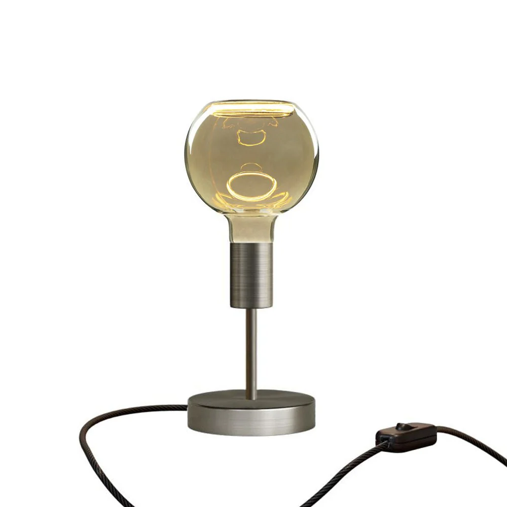 Lampe de table Alzaluce Globe Ghost en métal et fiche UK - Titane satiné