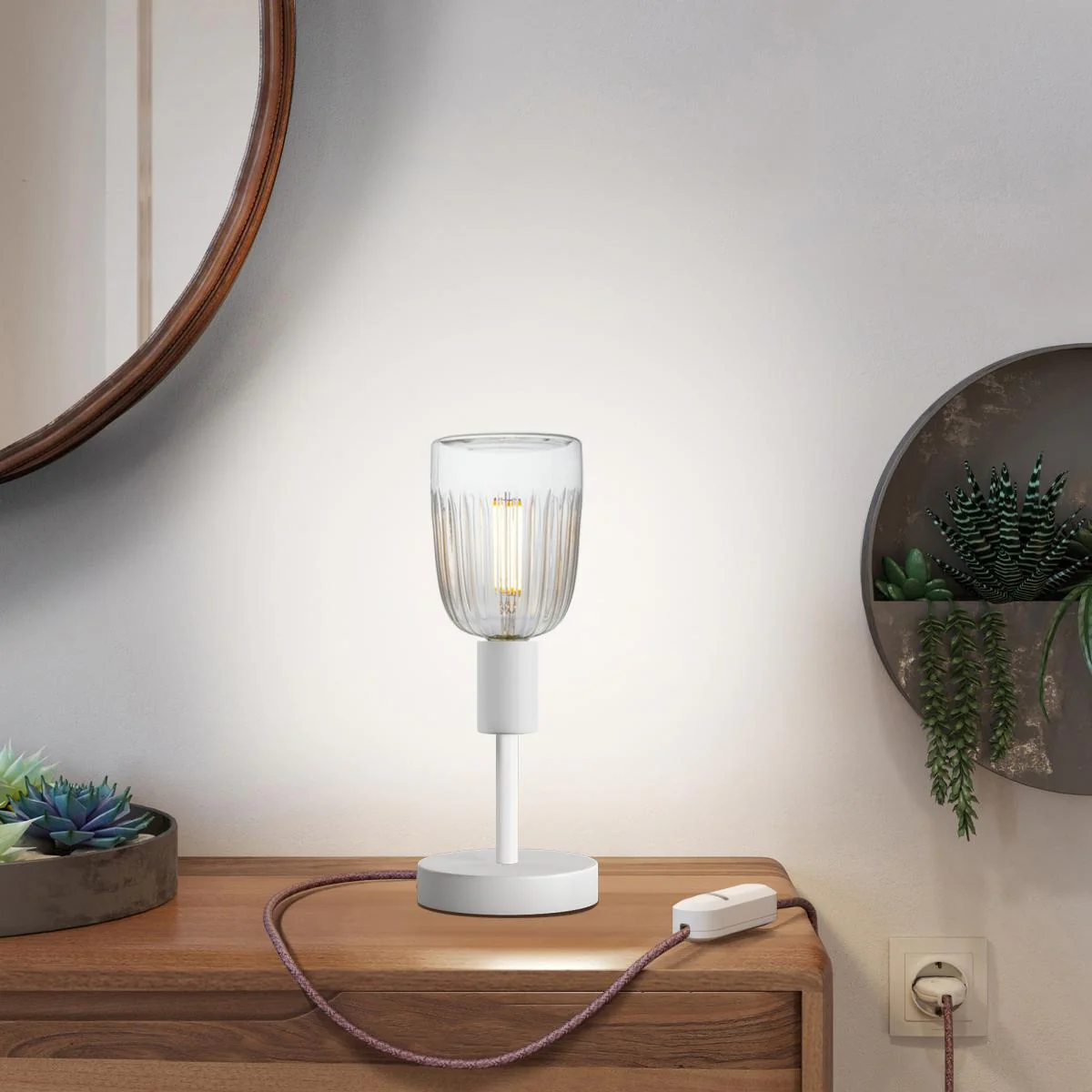 Lampe de table Alzaluce Tiche en métal - Blanc mat - Image 6