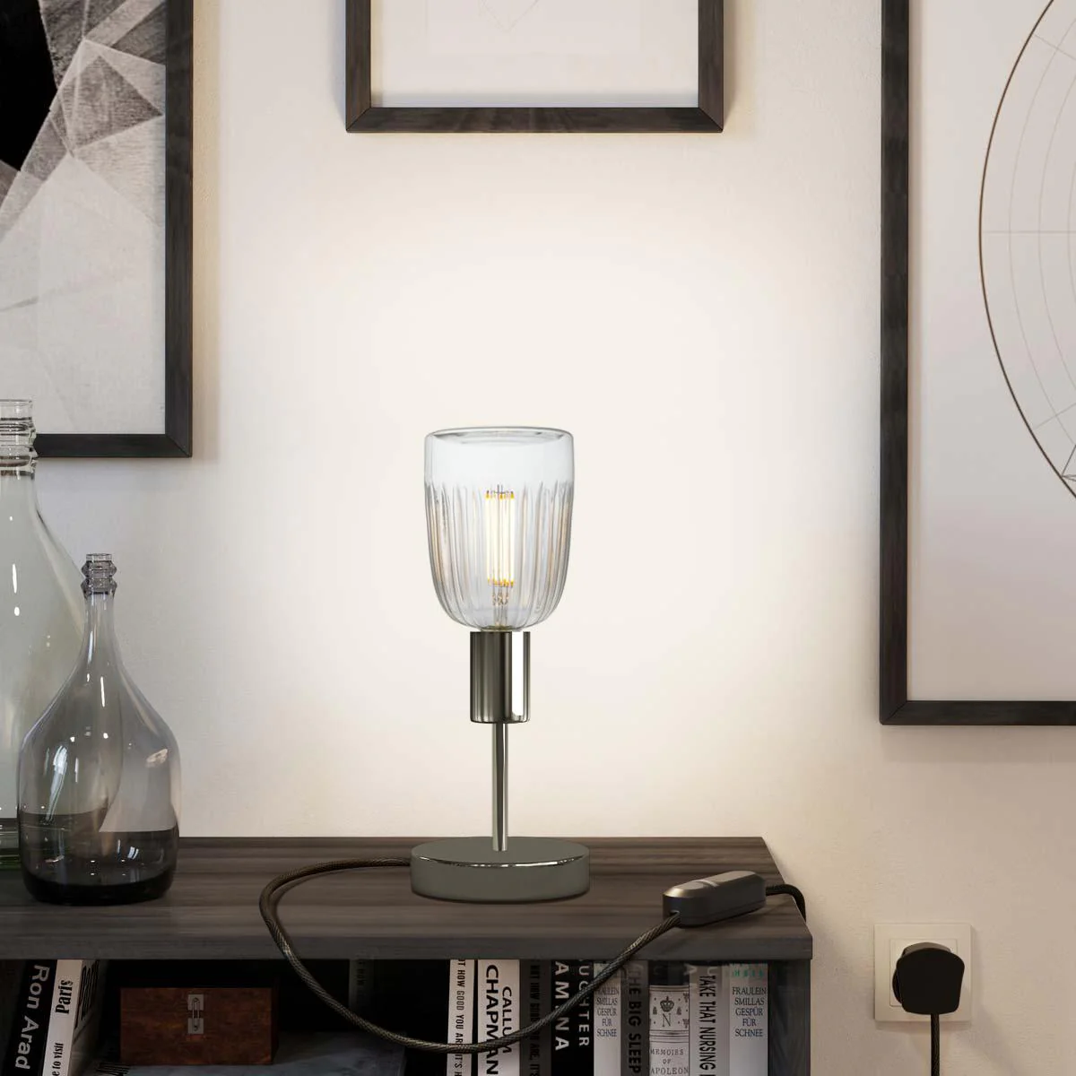 Lampe de table Alzaluce Tiche en métal et fiche UK - Noir perle - Image 6