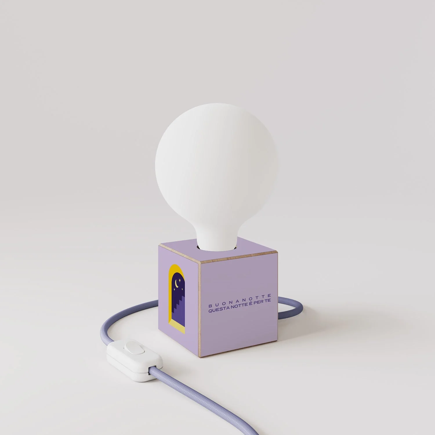 Lampe de table Cubetto avec fiche US, "Buonanotte fiorellino" ampoule effet porcelaine globe - Santomanifesto - Image 3