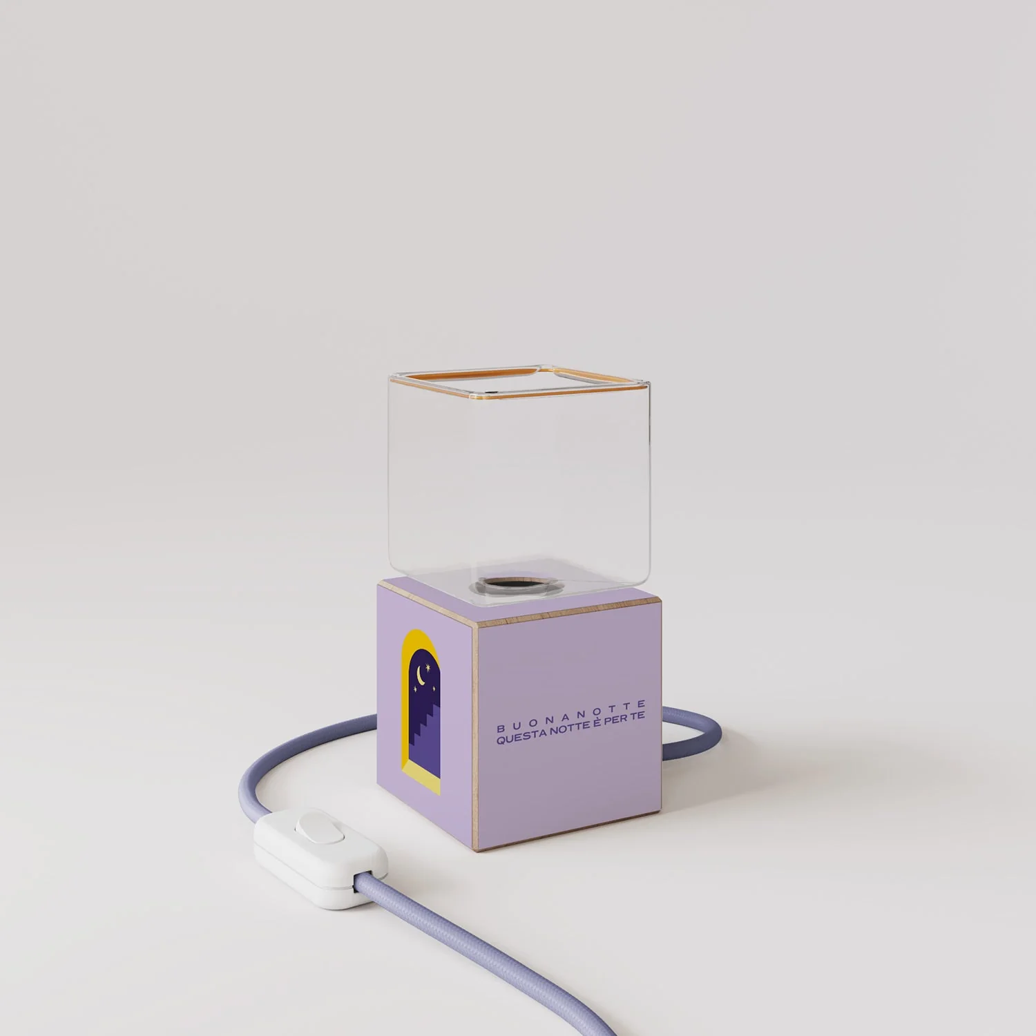 Lampe de table Cubetto avec fiche US, « Buonanotte fiorellino » Ghost bulb - Santomanifesto - Image 4