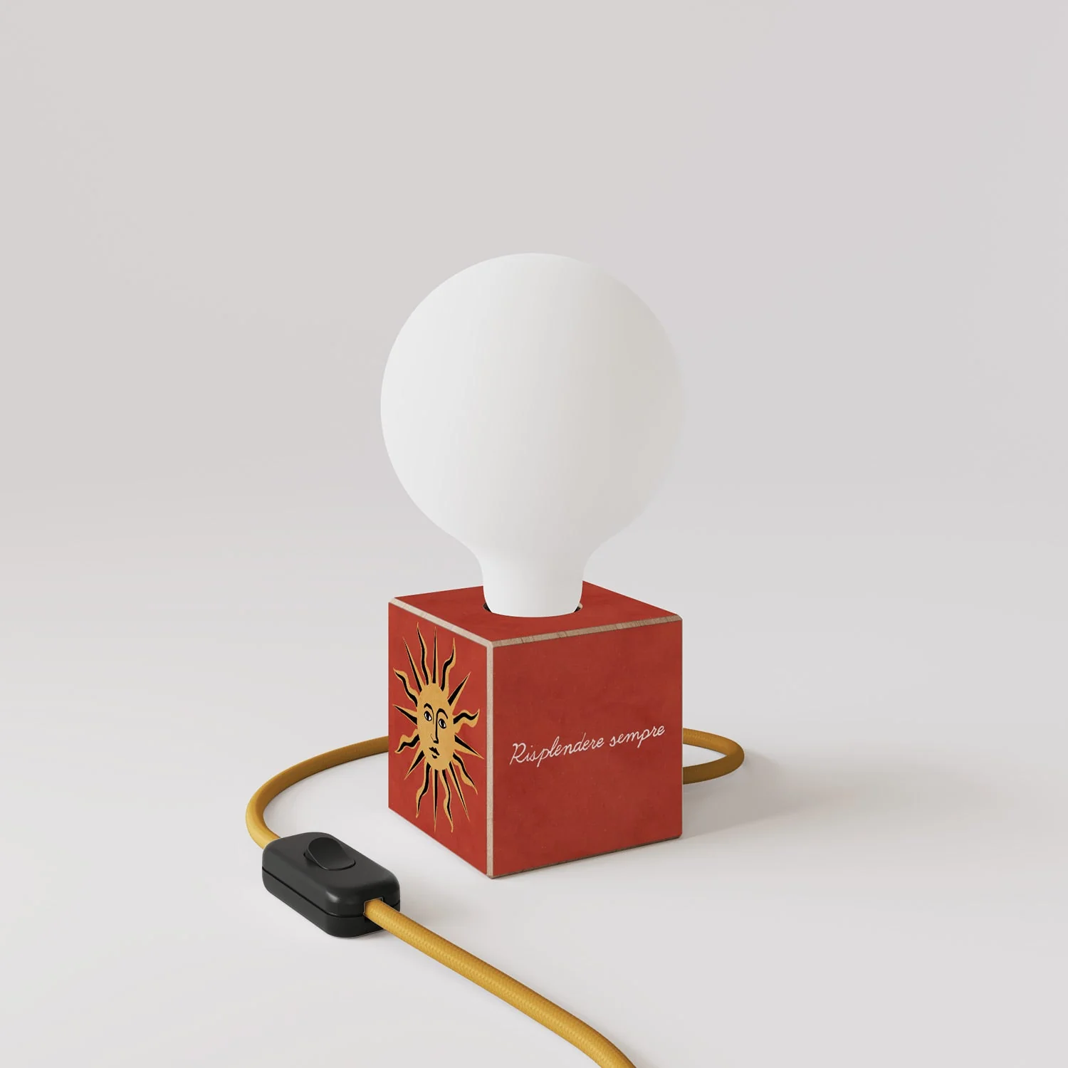 Lampe de table Cubetto avec Fiche US, "Il sole" ampoule globe effet porcelaine - Santomanifesto - Image 3