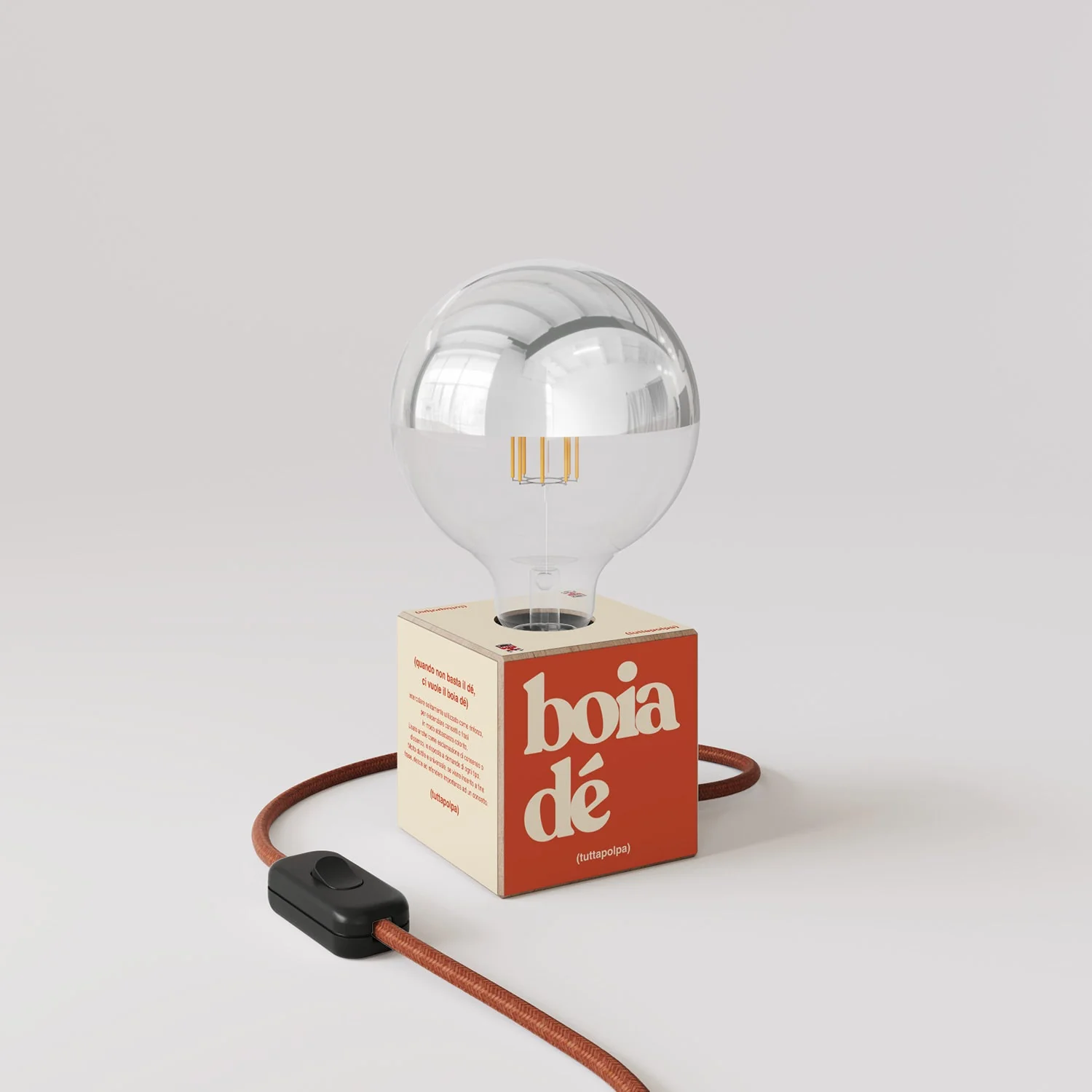 Lampe de table Cubetto "Boia de" avec Ampoule globe demi-sphère argent - Tuttapolpa - Image 3