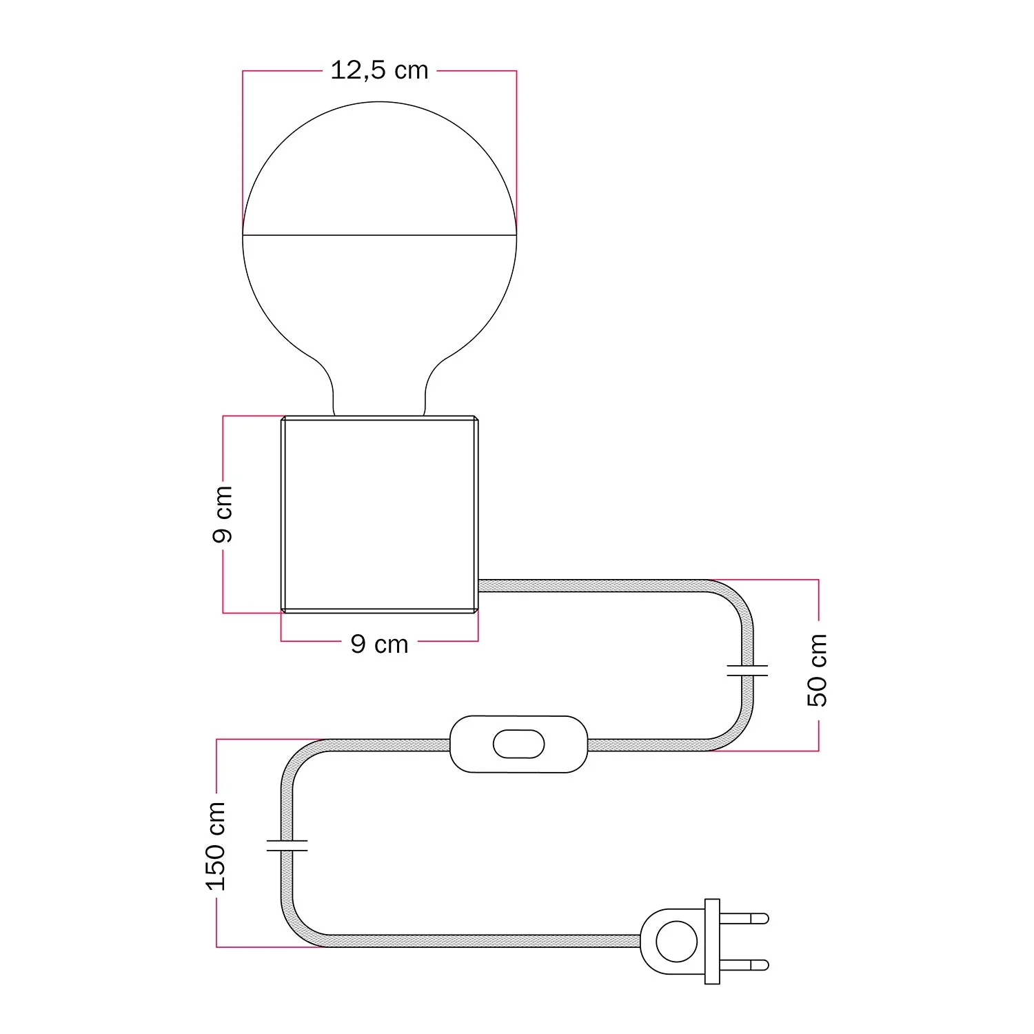 Lampe de table Cubetto « Buonanotte fiorellino » avec ampoule globe demi-sphère argent - Santomanifesto - Image 7