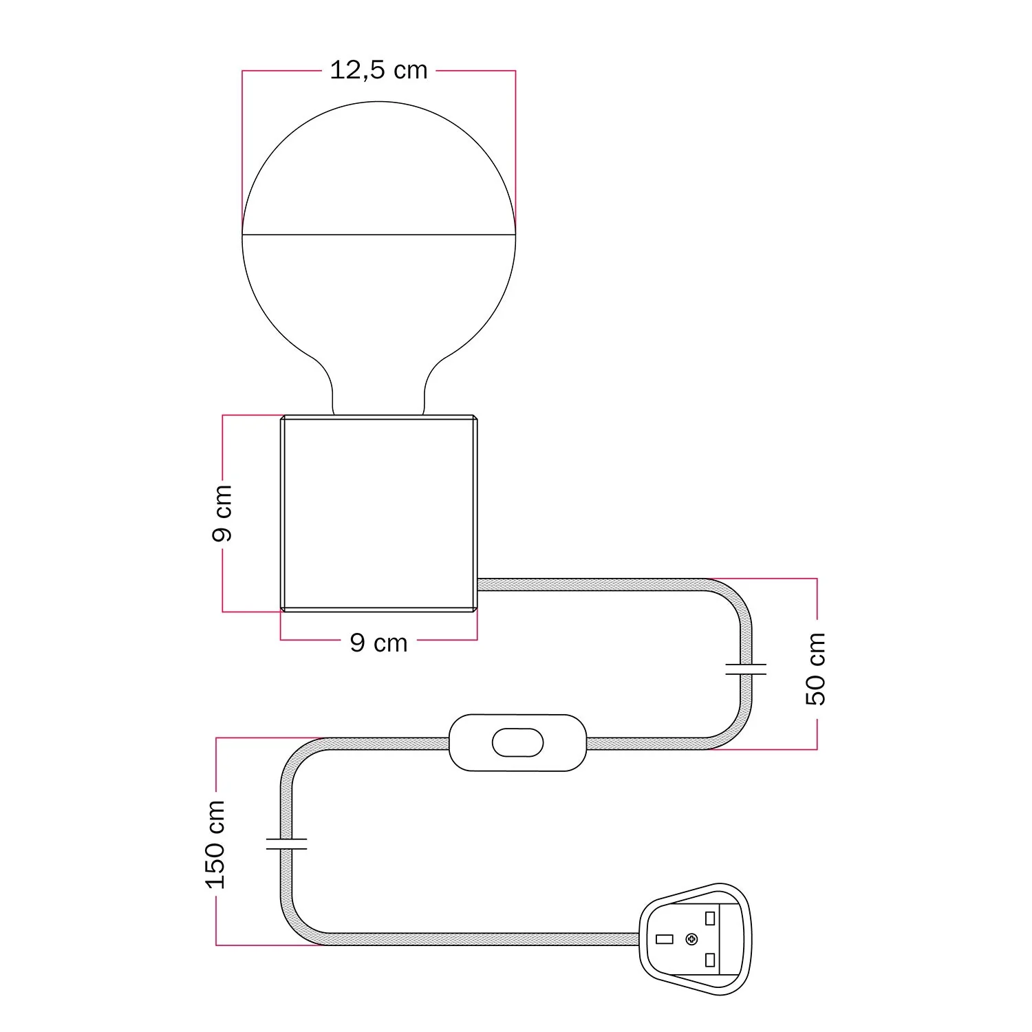 Lampe de table Cubetto "Fai ammodino" avec Fiche anglaise et Ampoule globe demi-sphère argent - Tuttapolpa - Image 7
