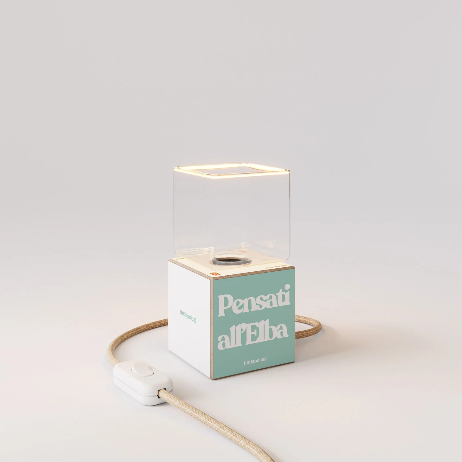 Lampe de table Cubetto « Pensati all’Elba » avec Ampoule Ghost - Tuttapolpa