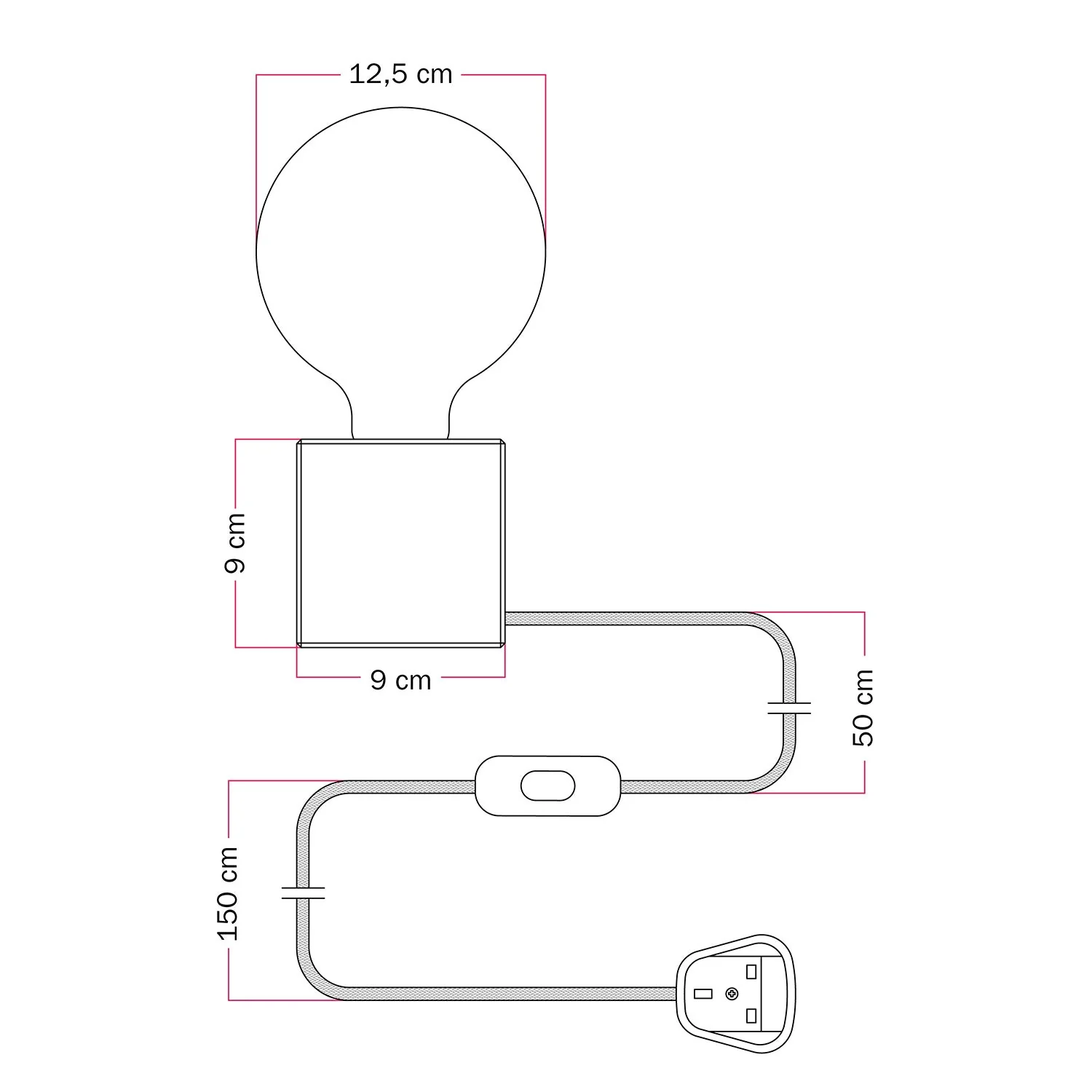 Lampe de table Cubetto « Il peut naître un fleur » avec fiche anglaise et ampoule globe effet porcelaine - Santomanifesto - Image 7