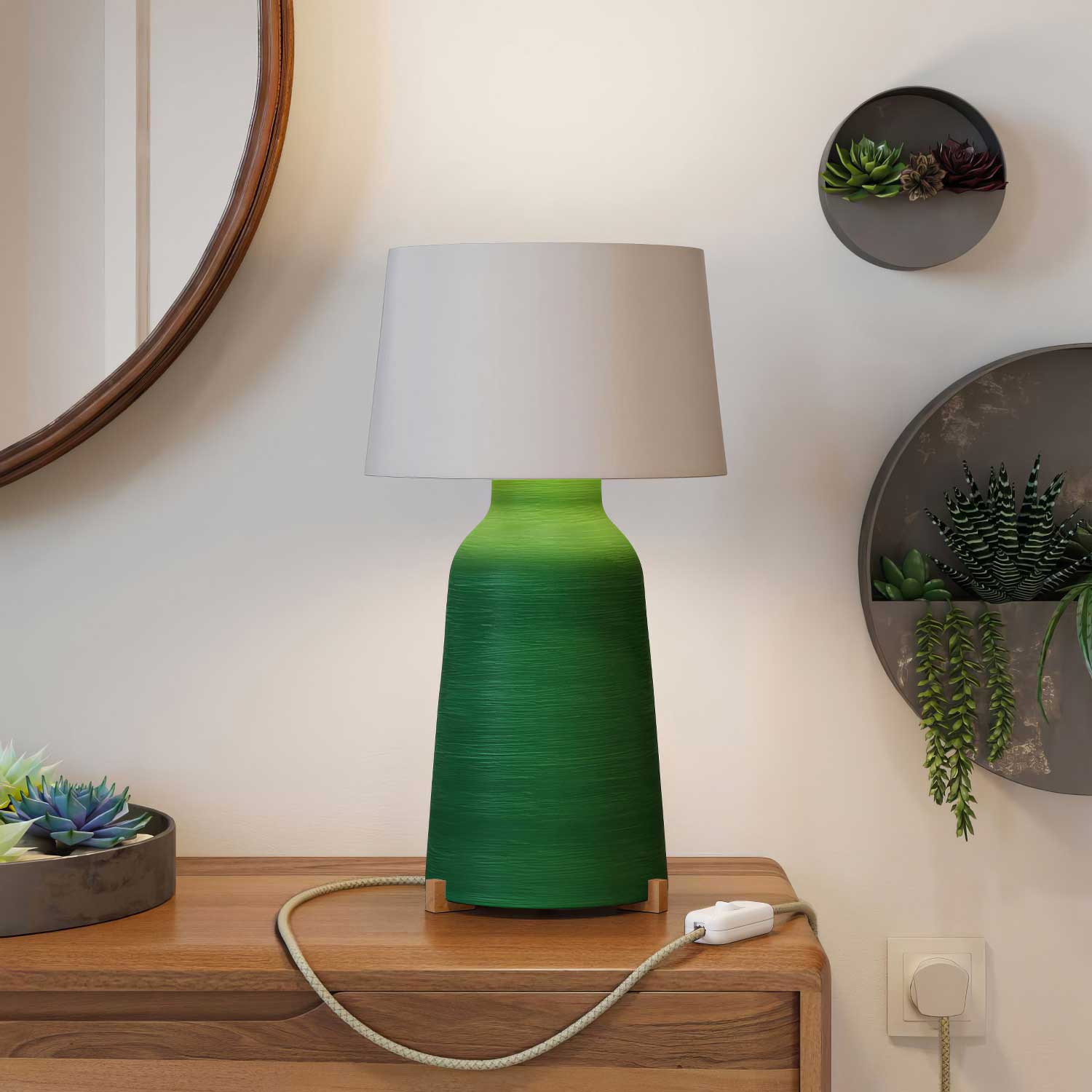Lampe de table en céramique Bouteille avec abat-jour Athena et fiche UK - Blanc - Image 2